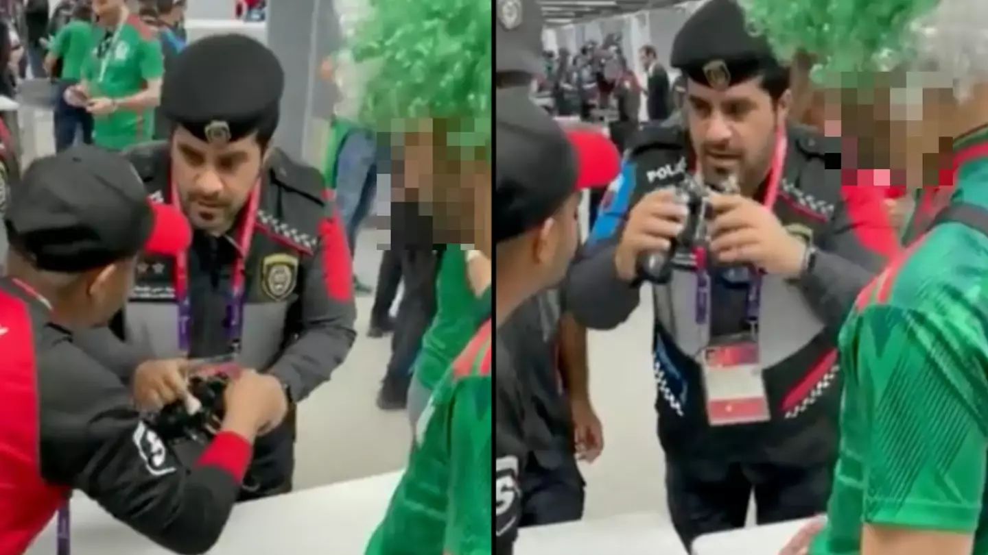 World cup fan caught trying to sneak alcohol into stadium by Qatari police using incredibly bold method