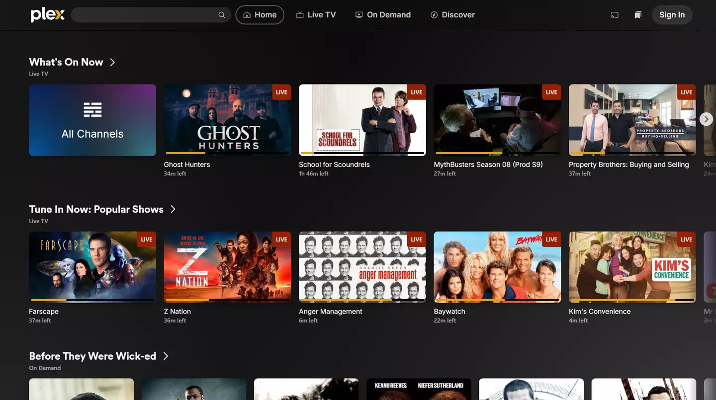 There's live TV, streaming and you can make your own library (Plex)