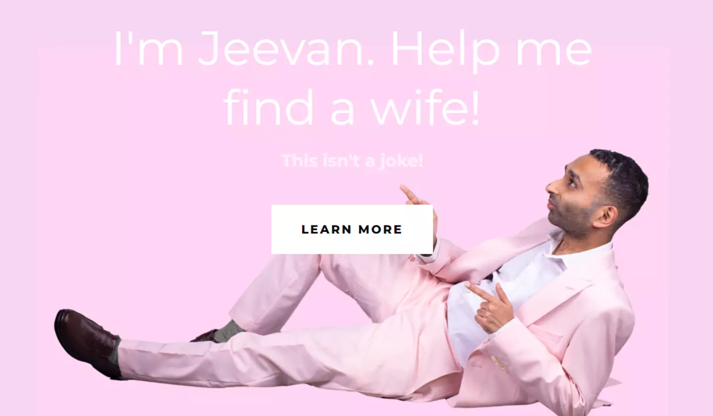 Jeevan Bhachu's website for his campaign to find a wife. (findjeevanawife.com)
