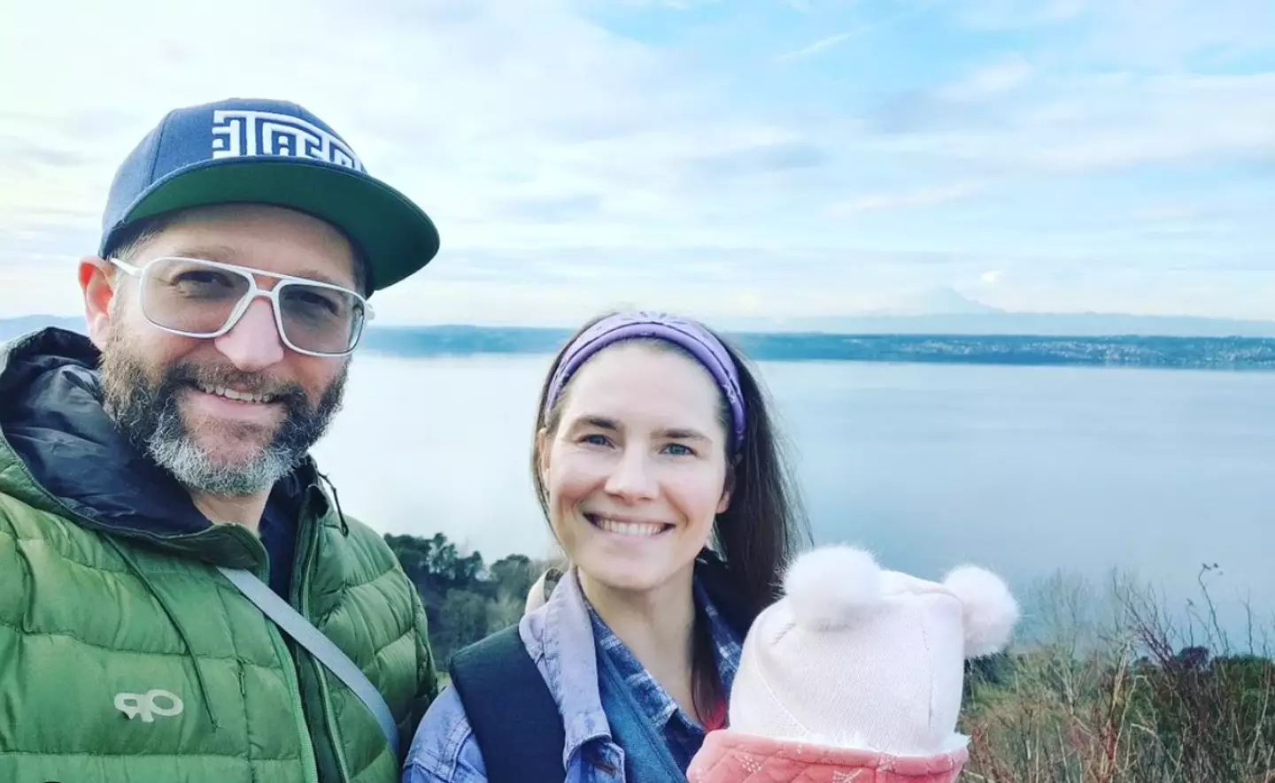 Knox with her husband Christopher Robinson and their baby daughter.