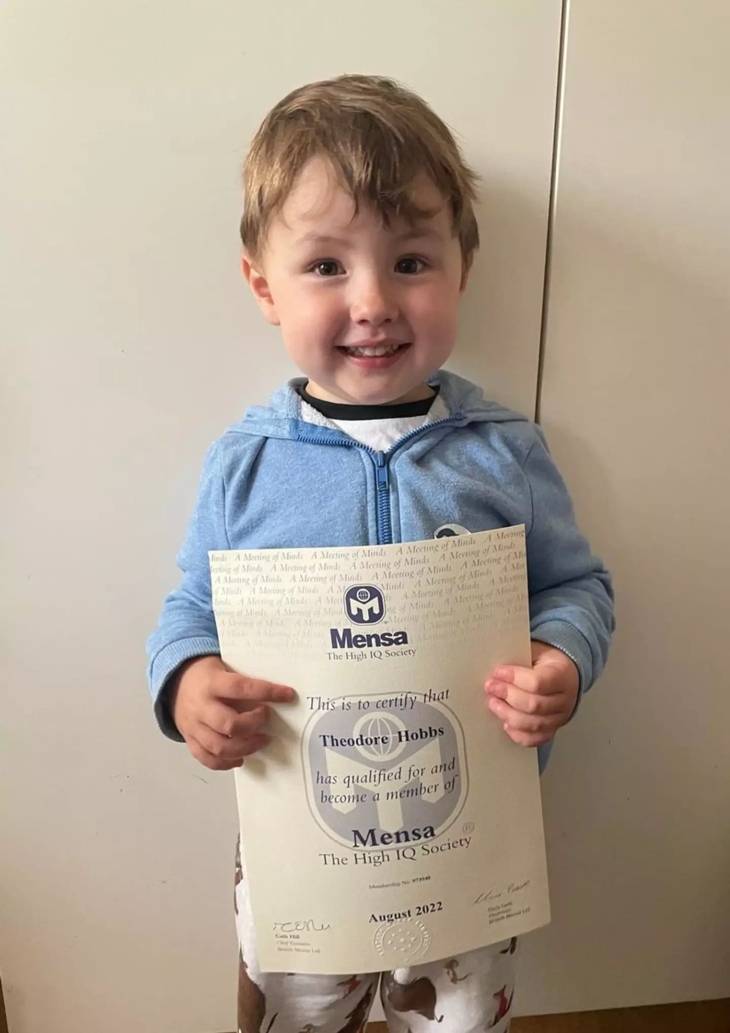 Teddy, three, has become the youngest Mensa member in Britain.