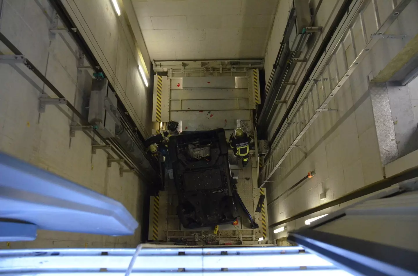 One woman apparently mistook a lift for a car parking spot in an underground car park.