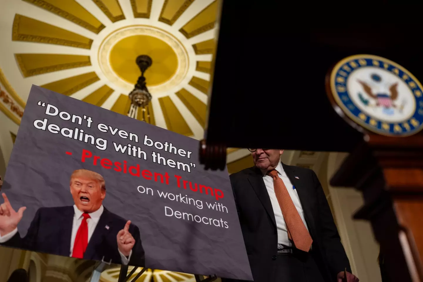 Each party blames the other and has their own suggestion for how to end the shutdown, but they can't do it without each other's votes (Kent Nishimura/Getty Images)