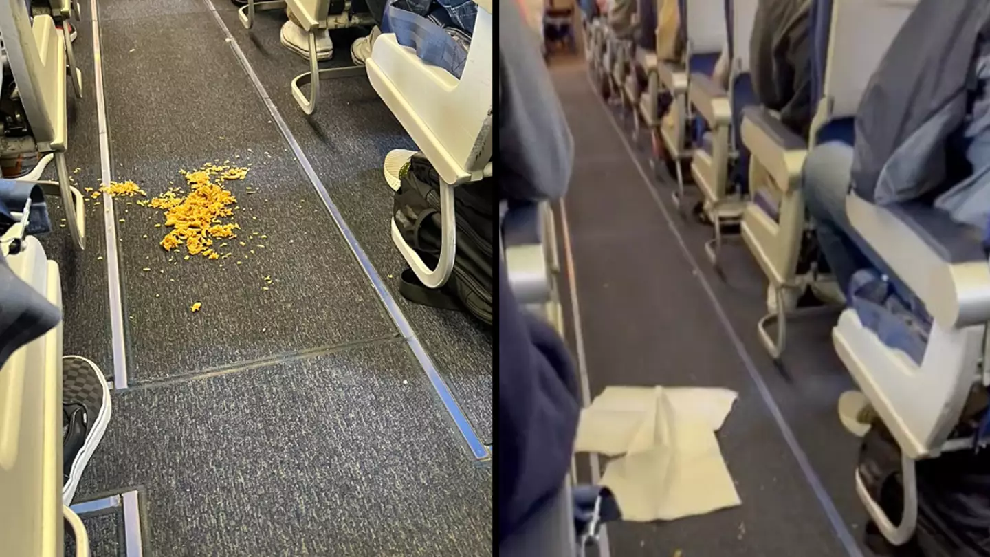 Flight attendant 'refuses to let plane take off' until they clean up mess dropped in the aisle