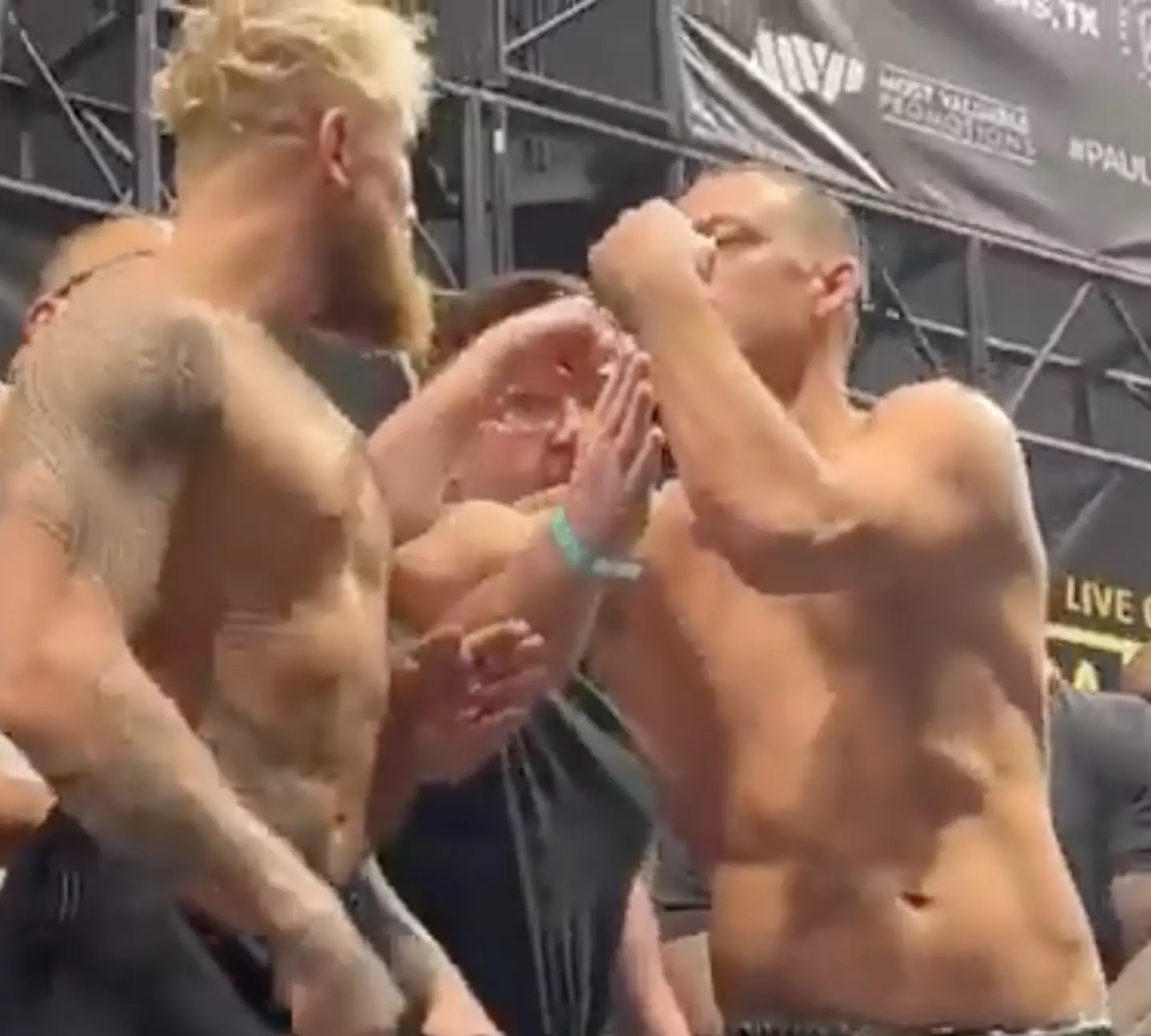 Squaring up ahead of the fight.