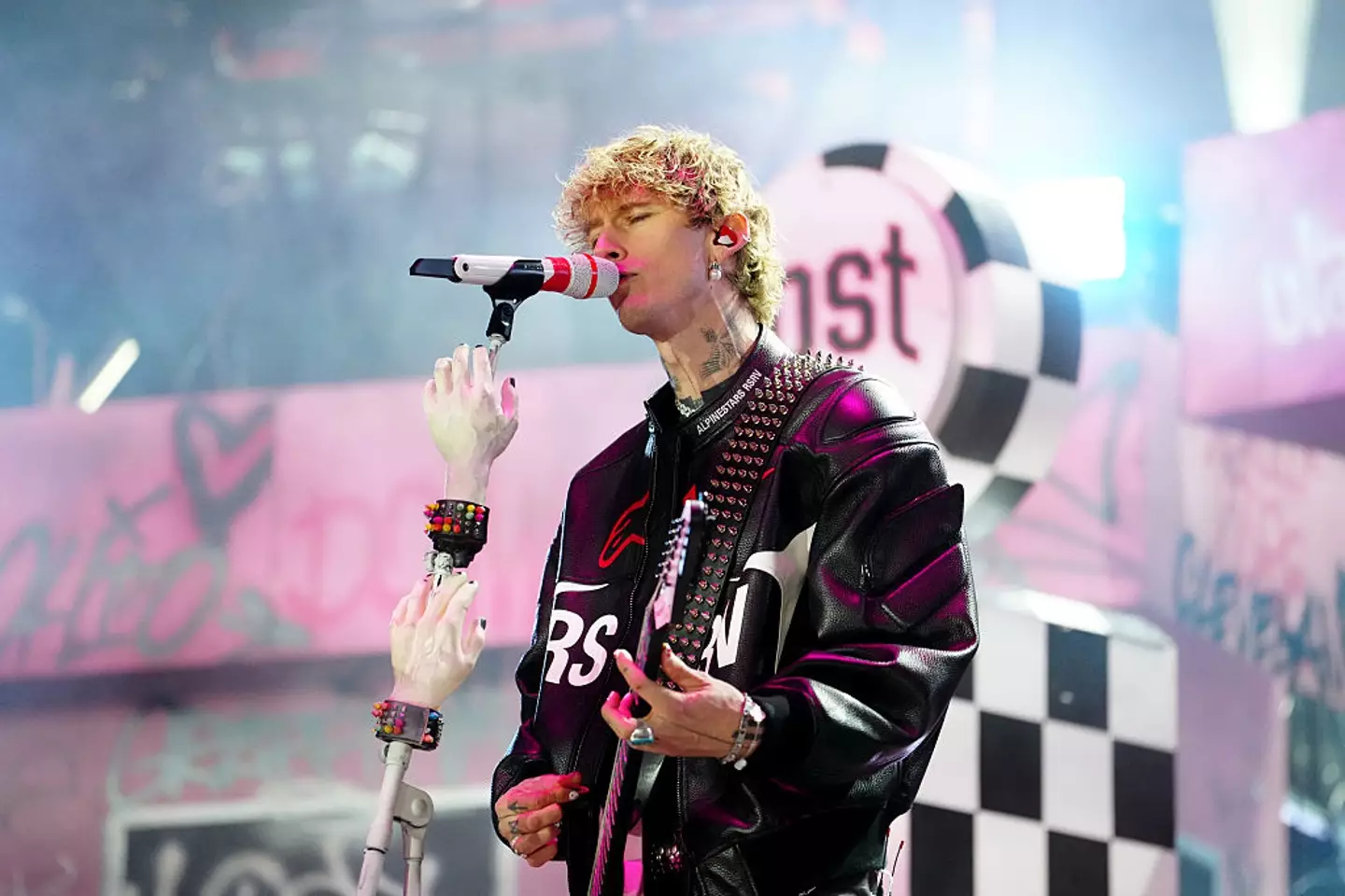 Machine Gun Kelly performed at the F1 on Friday (Louis Grasse - Formula 1/Formula 1 via Getty Images)