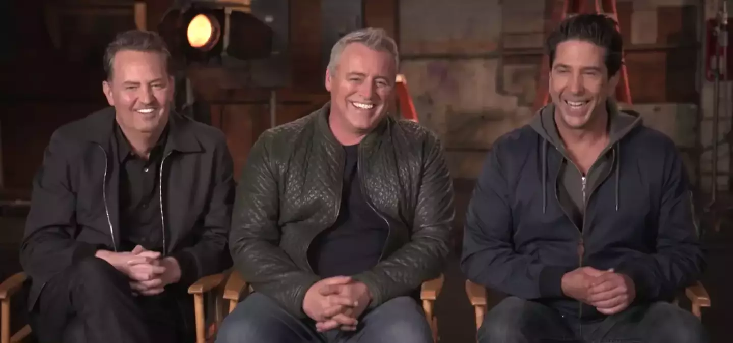 Matthew Perry with his Friends co-stars Matt LeBlanc and David Schwimmer.