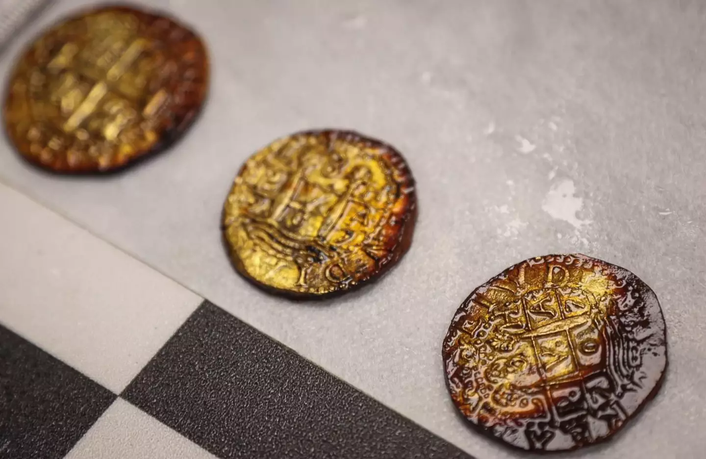 The coins were brought to the surface (Ministerio de Cultura de Colombia)