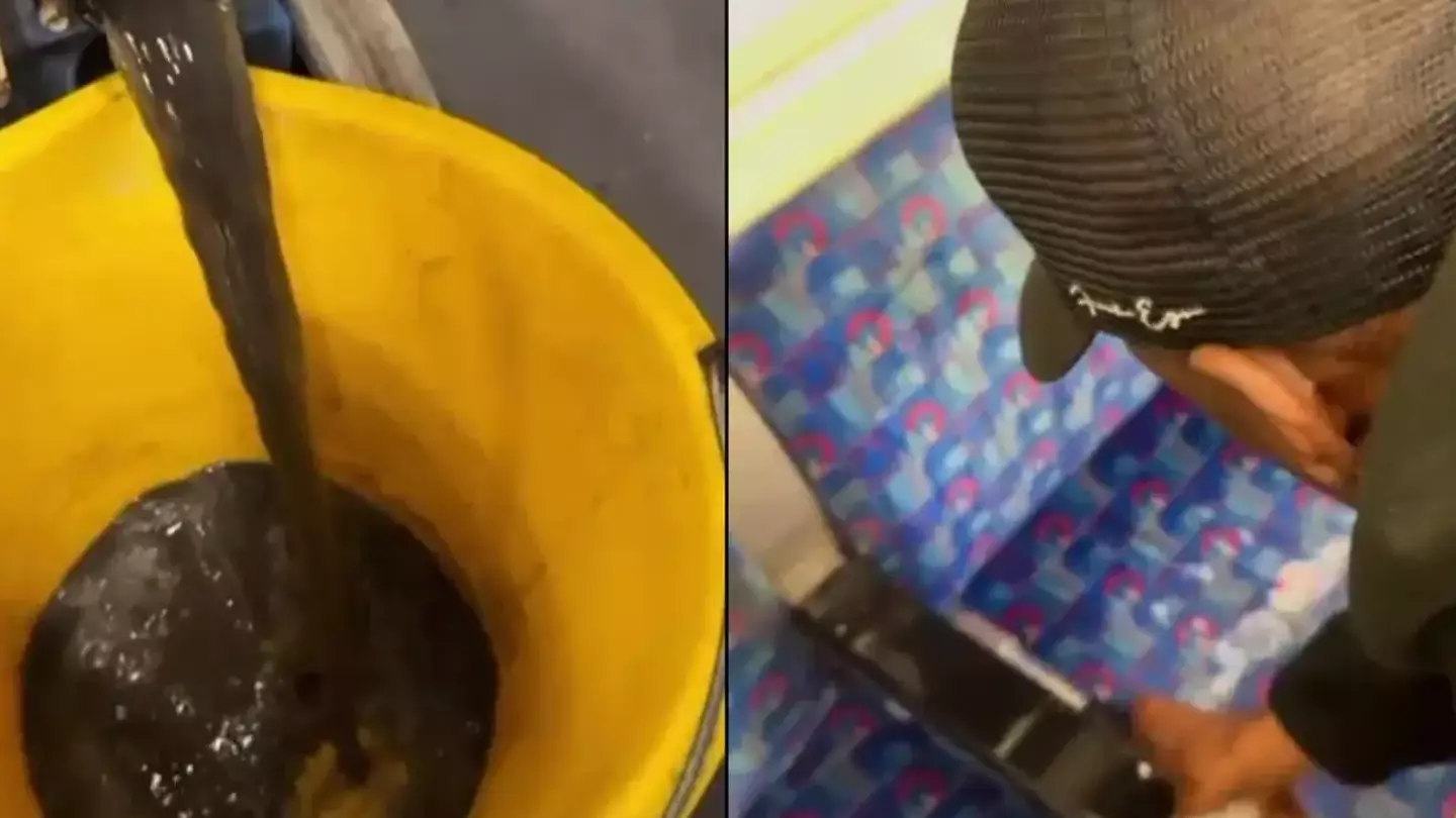 Man cleans London Underground seats to show the grim reality in stomach-churning footage