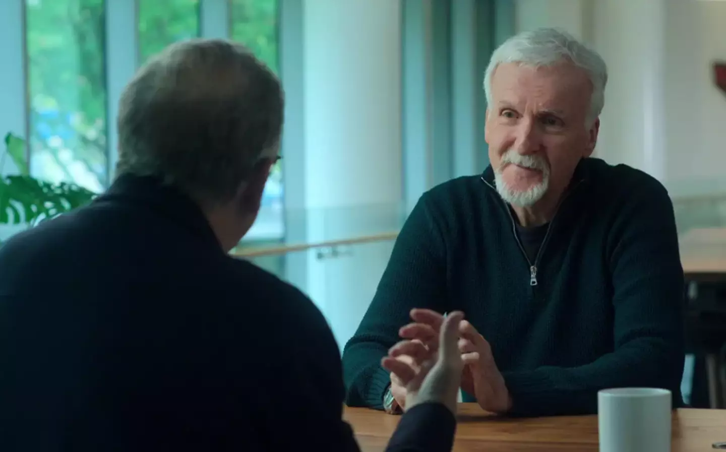 He sits down for a chat with James Cameron. (Netflix)