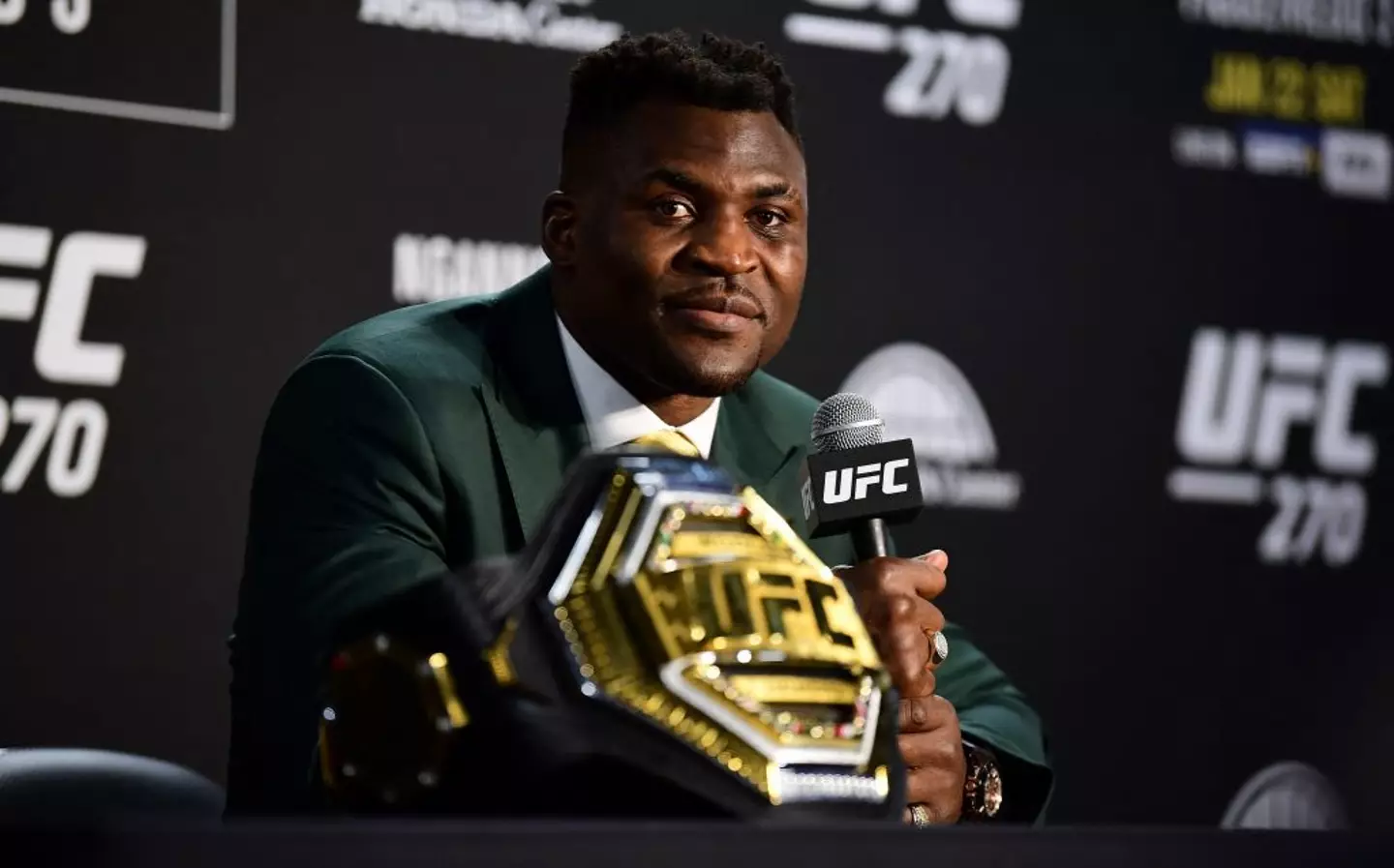 The boxer left the UFC to pursue Boxing, earning a fight with Tyson Fury. (FREDERIC J. BROWN/AFP via Getty Images)