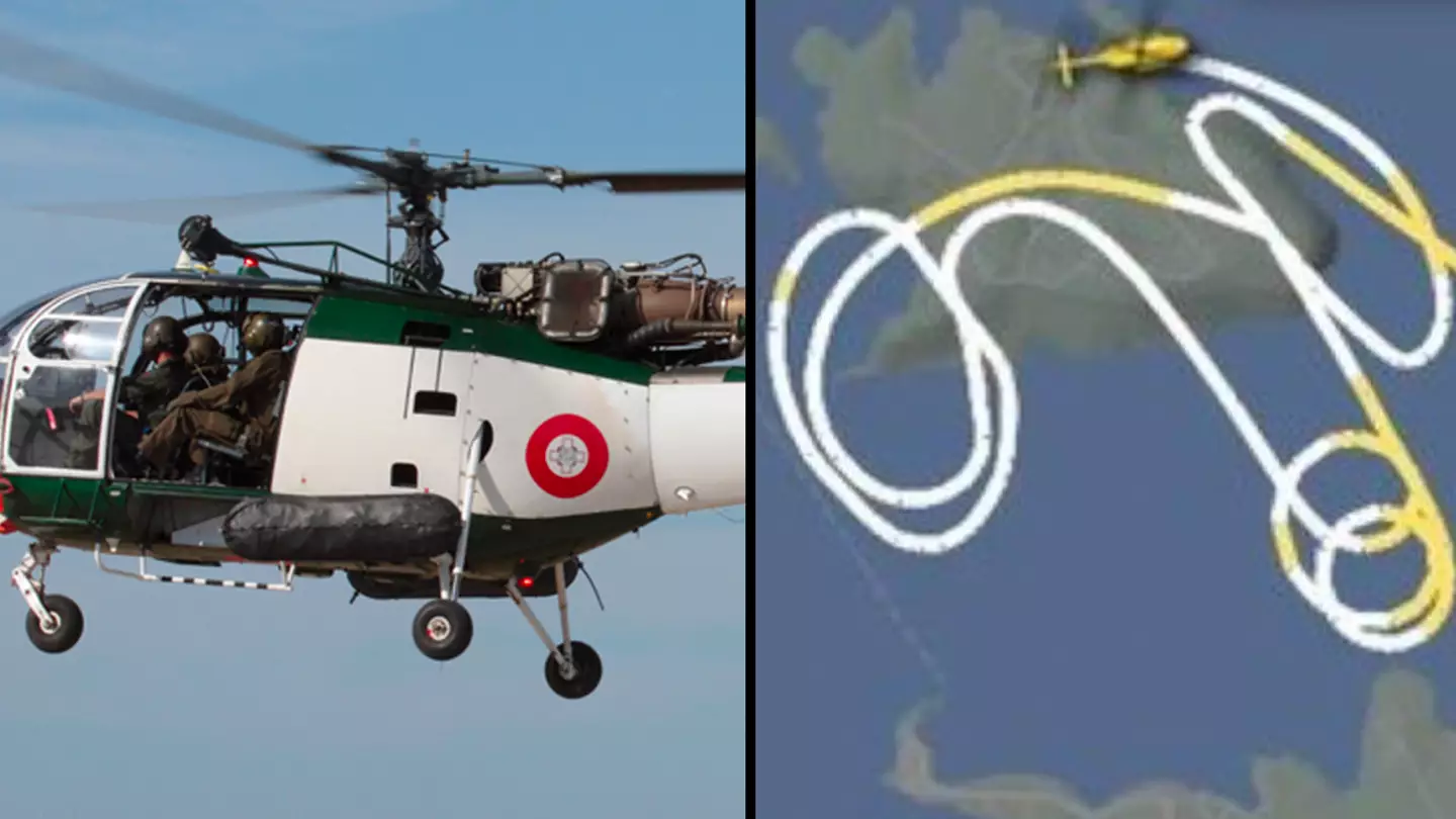 Helicopter flight path tracked drawing a penis in the air