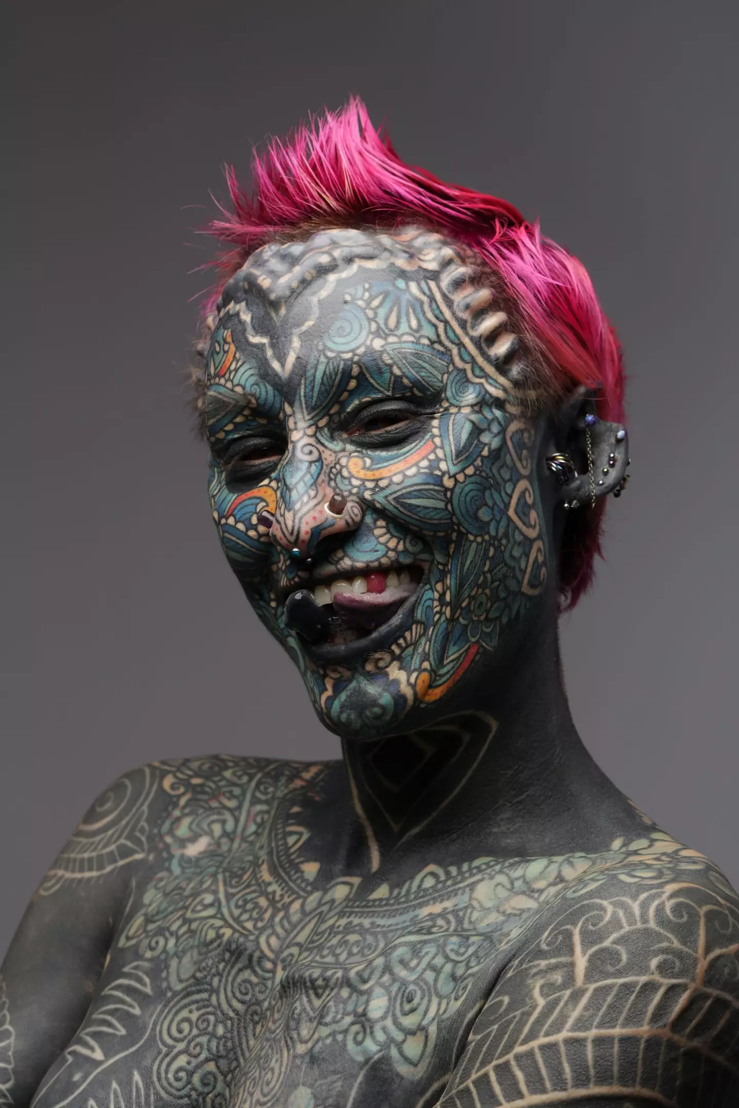 She said getting her eyes tattooed was 'a pretty intense modification'. (SWNS)