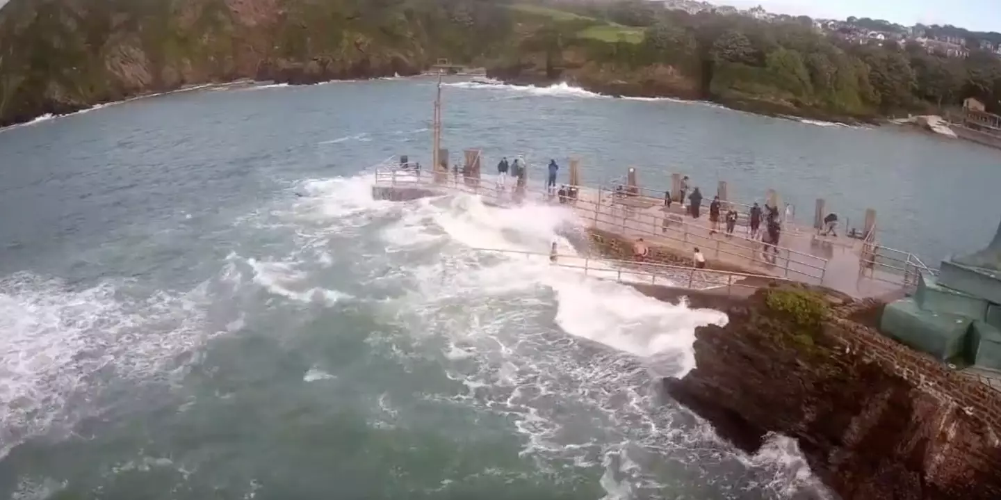 The girl was standing on the slipway when the wave stuck.
