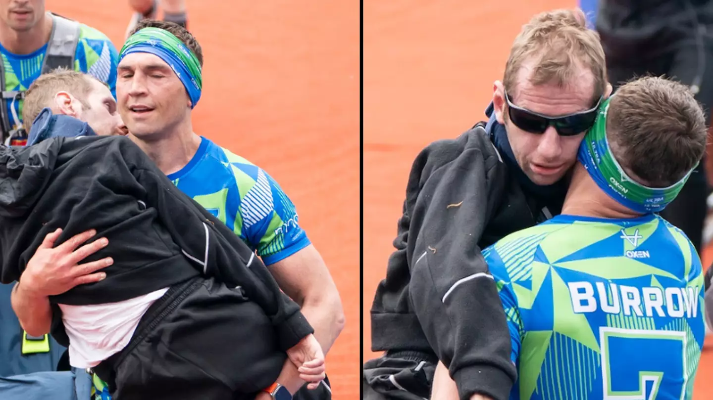 Man reveals emotional words his teammate whispered into his ear as he carried him over marathon finish line