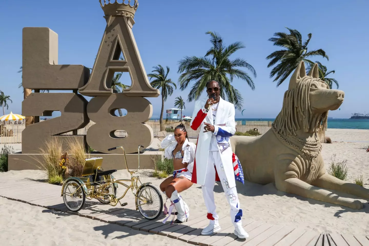 Repeat after me: this is Long Beach, not Venice Beach. (Kevin Mazur/Getty Images for LA28)