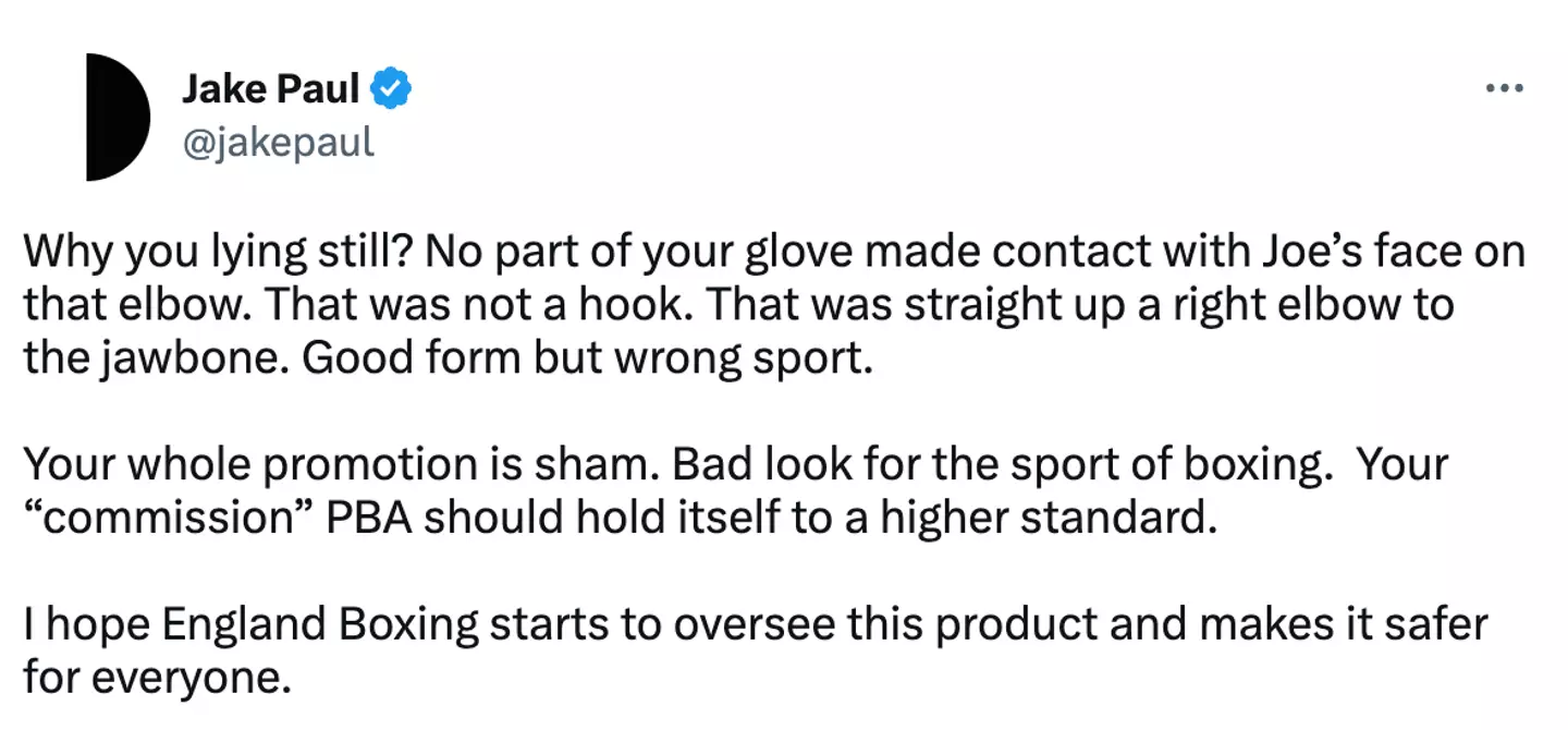 "No part of your glove made contact with Joe’s face on that elbow."