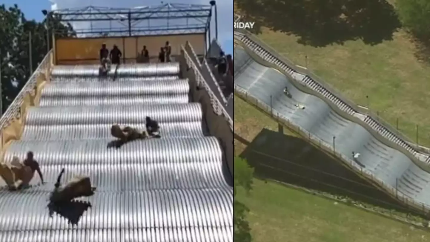 Giant slide that was shut down due to major design error reopens with bizarre tutorial video