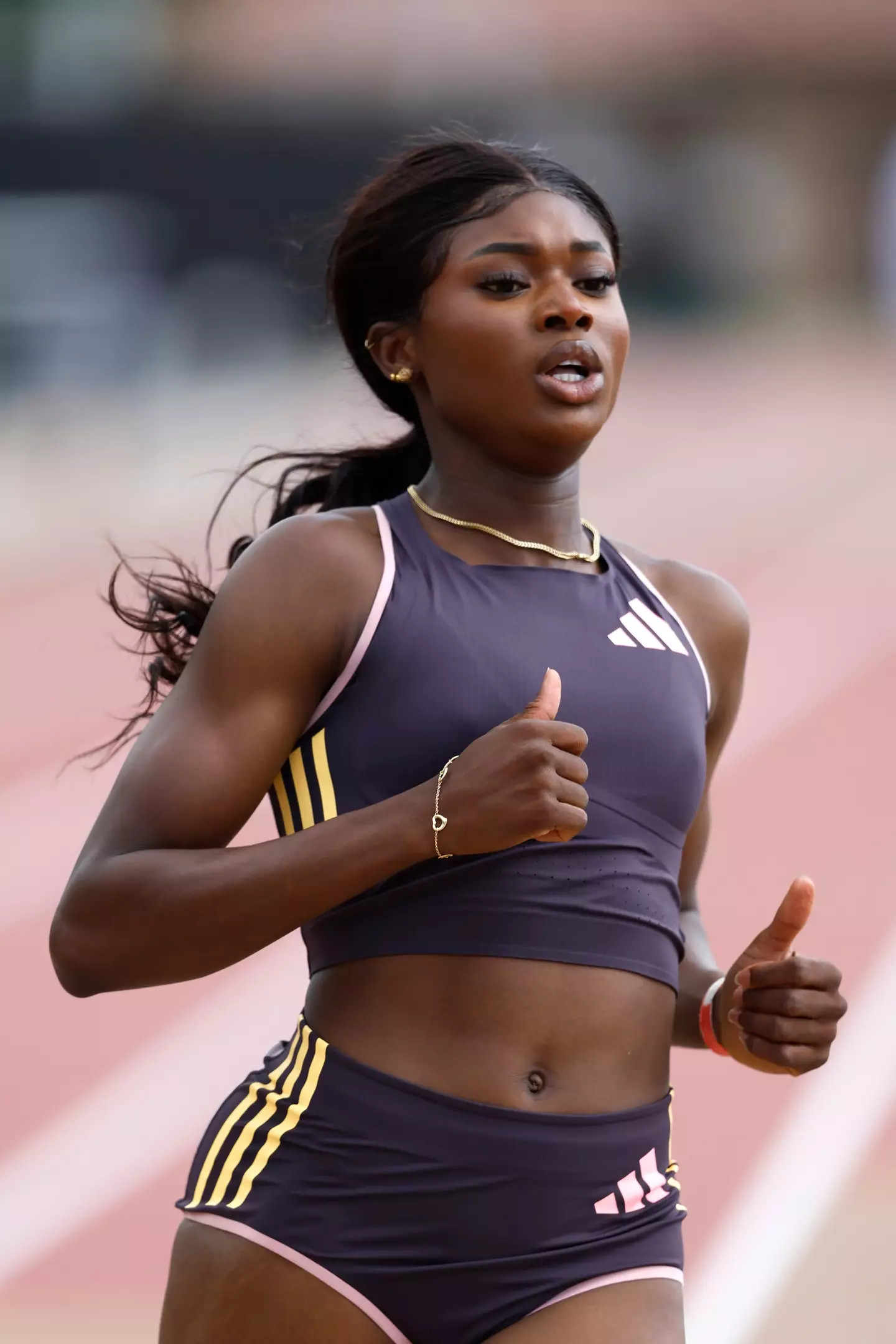 Favour Ofili says she qualified for the 100m at the Olympics, but can't run it because she wasn't entered into it. (Tyler Kaufman/Getty Images)