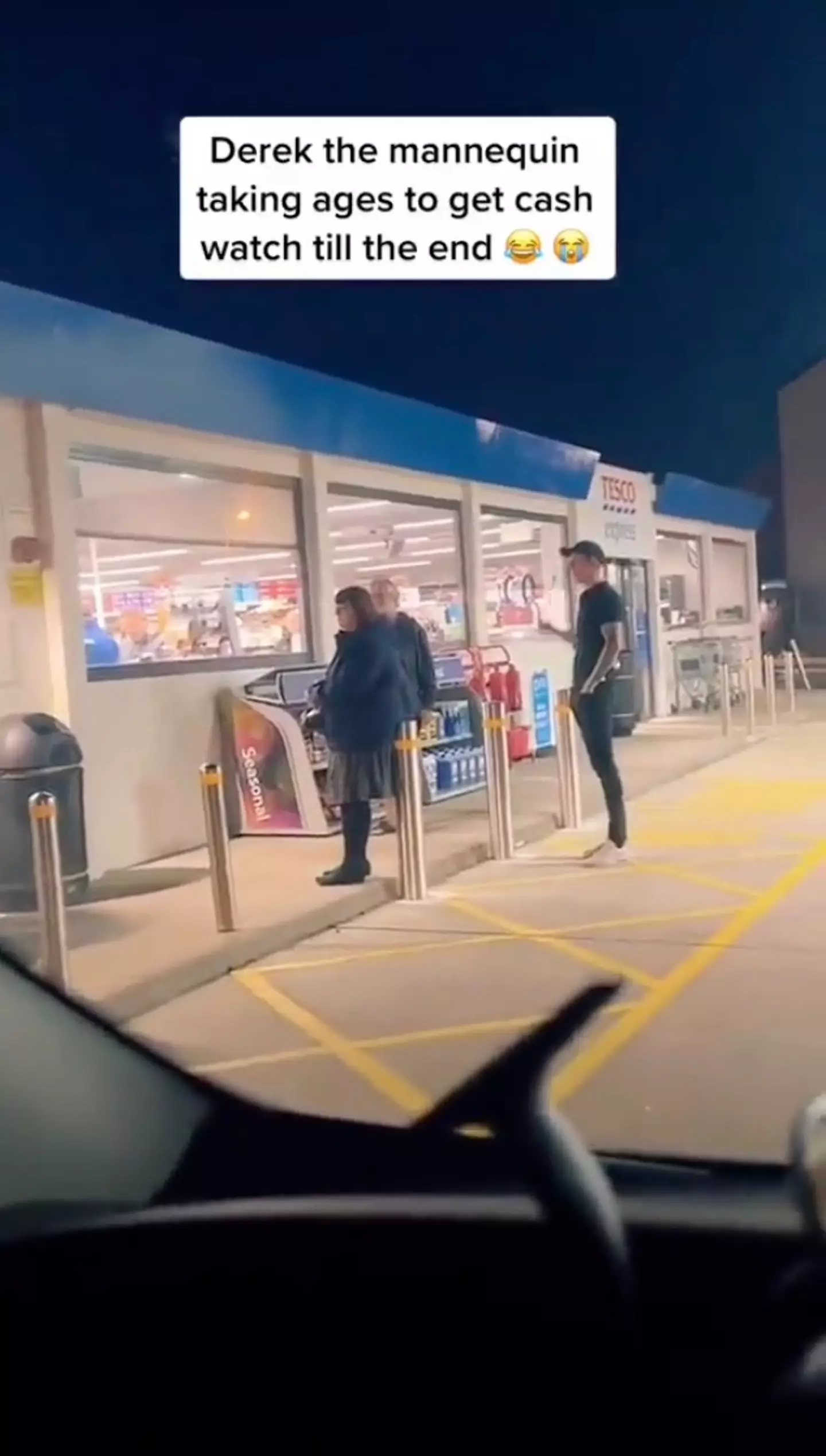 A lad left a mannequin outside a Tesco cashpoint.