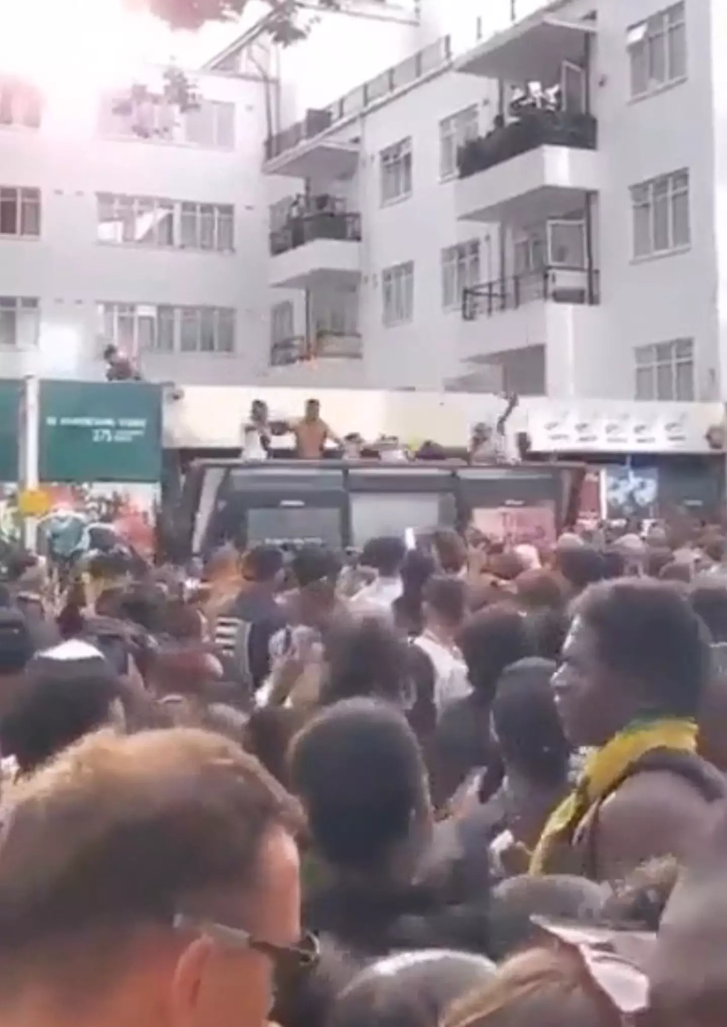 Two people were injured when it collapsed.