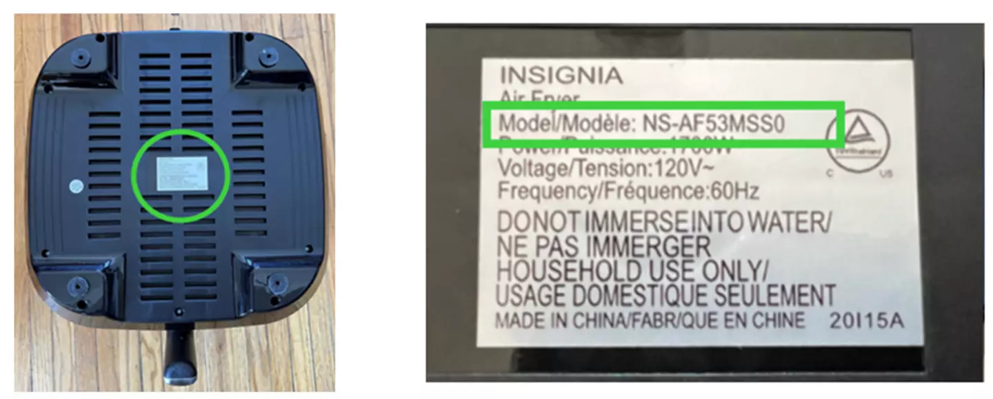 You can find the model number on the bottom of the appliance.