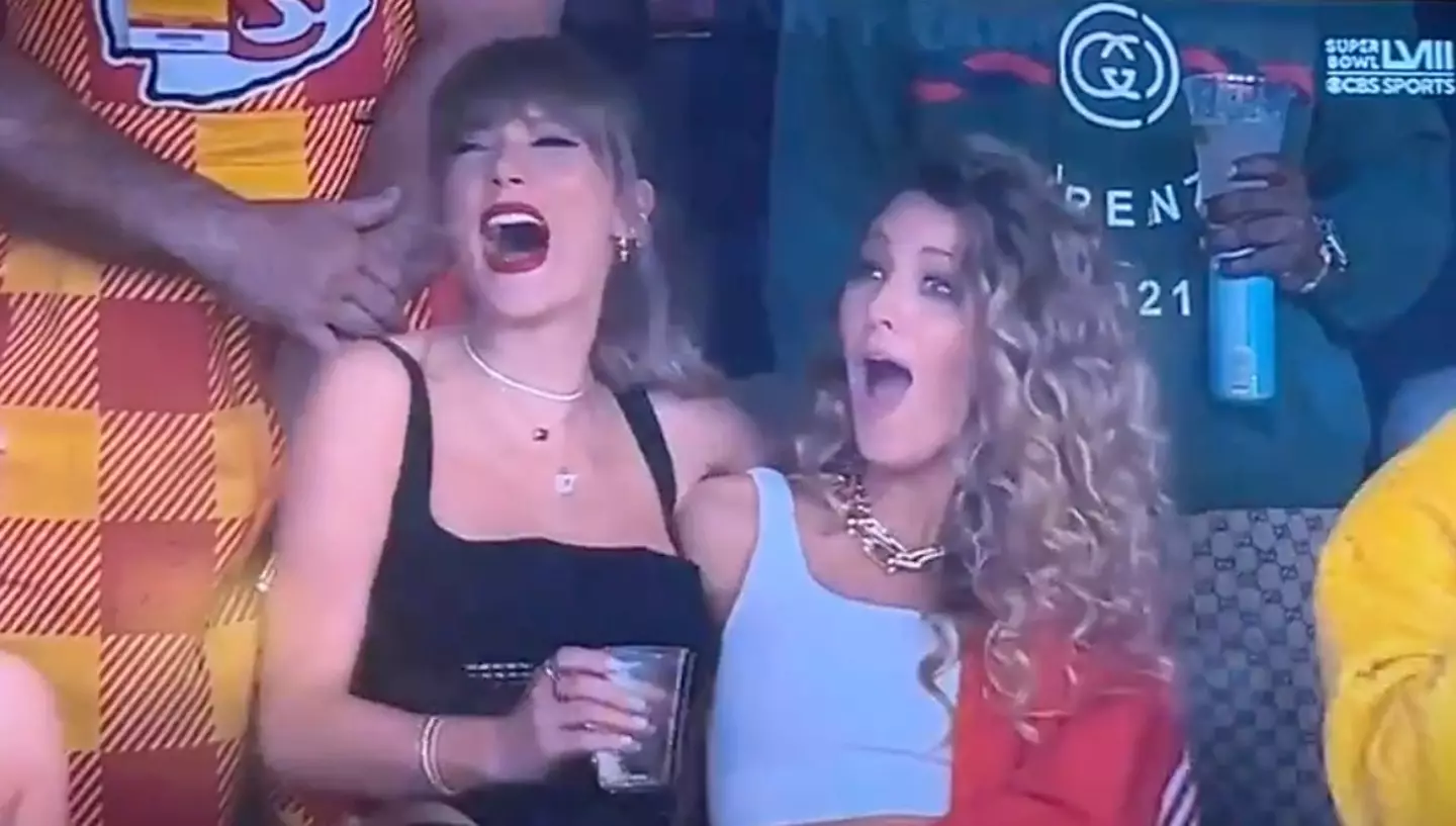 Taylor Swift and Blake Lively had a hilarious reaction to being projected on the big screen.