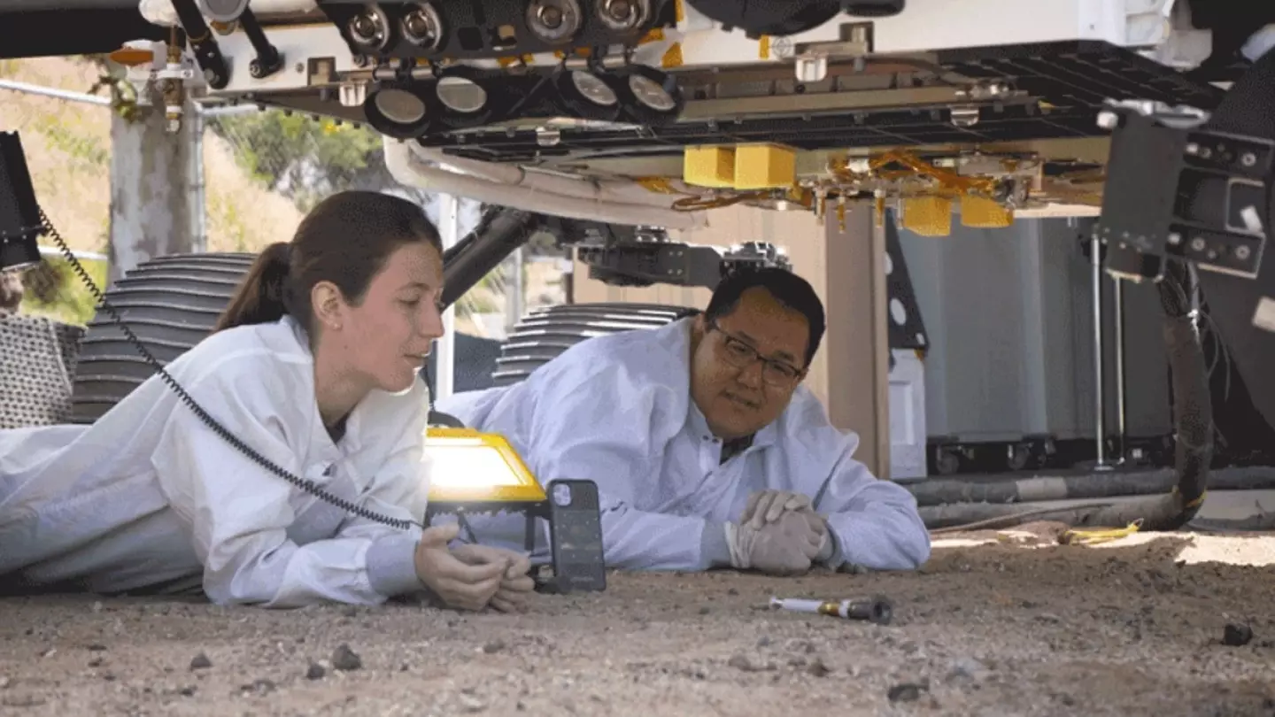 NASA experts testing the lightsaber-thingy before sending it off to Mars.