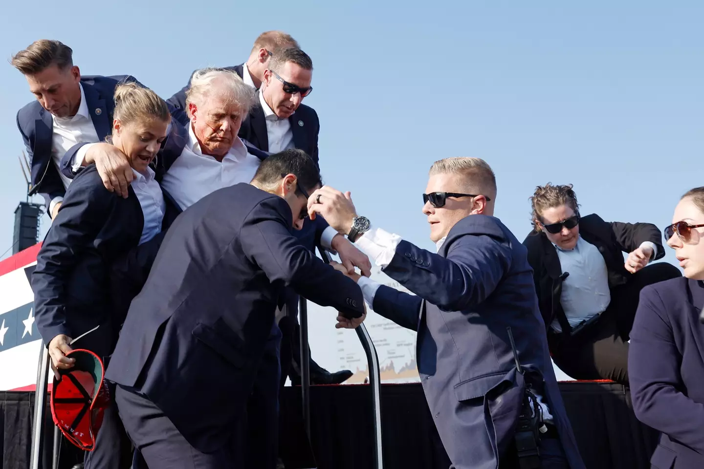 Trump's campaign released a statement saying he was 'fine' and being looked over at a local medical facility. (Anna Moneymaker/Getty Images)