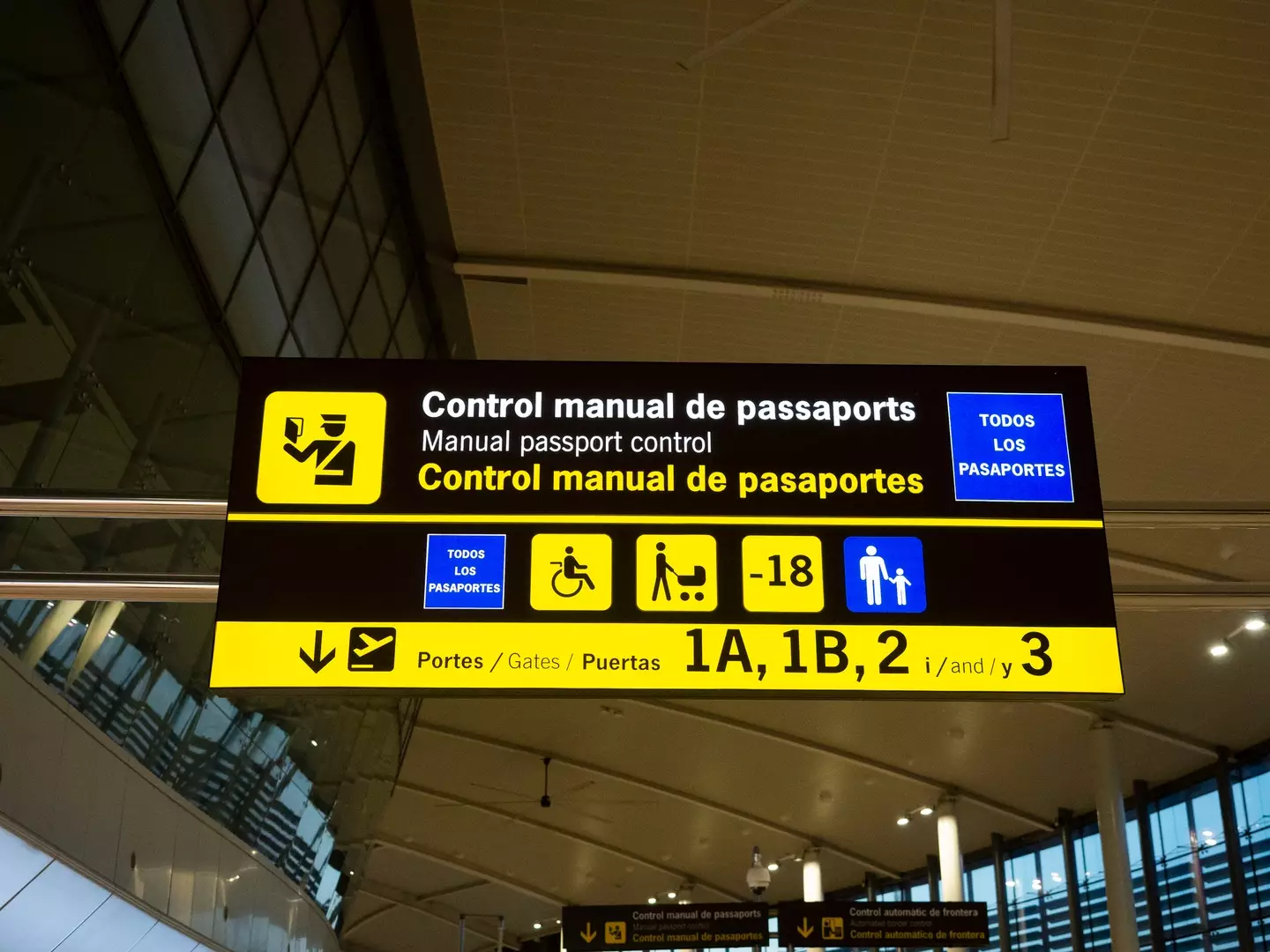 Passport control in Spain.