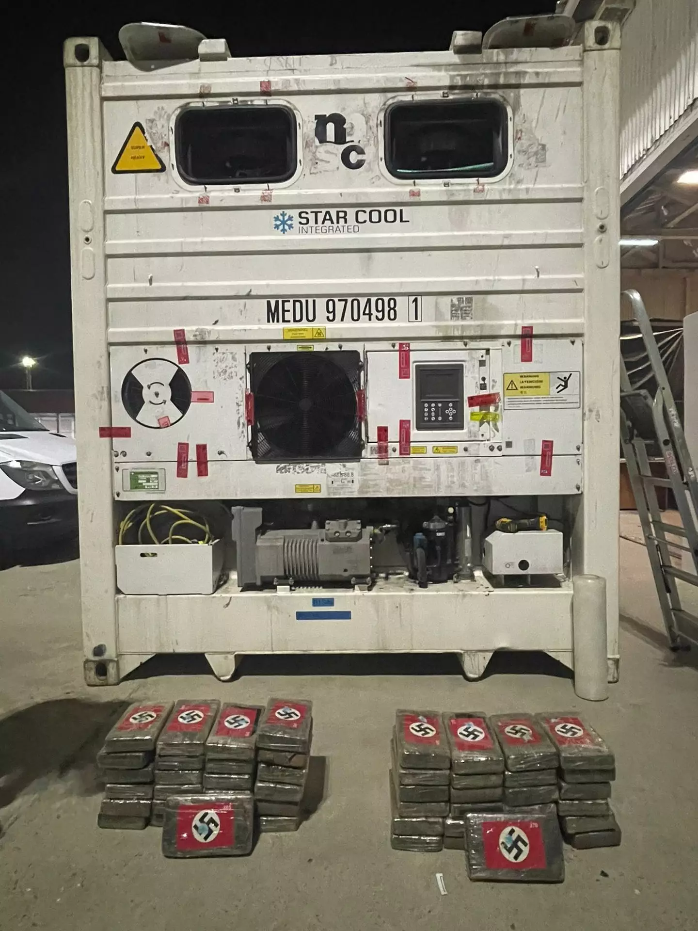 The stash was found inside a shipping container.