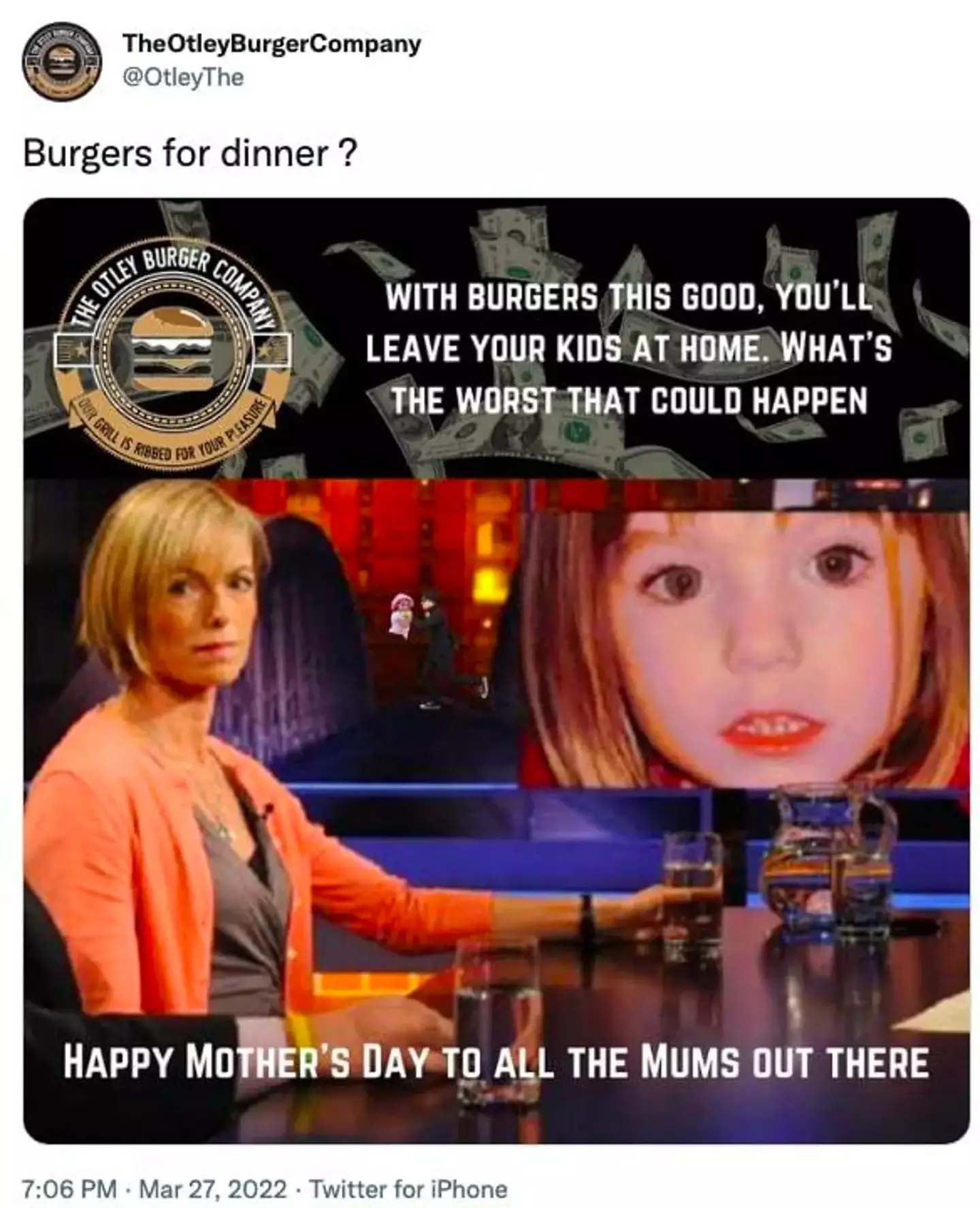 The controversial advert was to released in time for Mothers' Day (