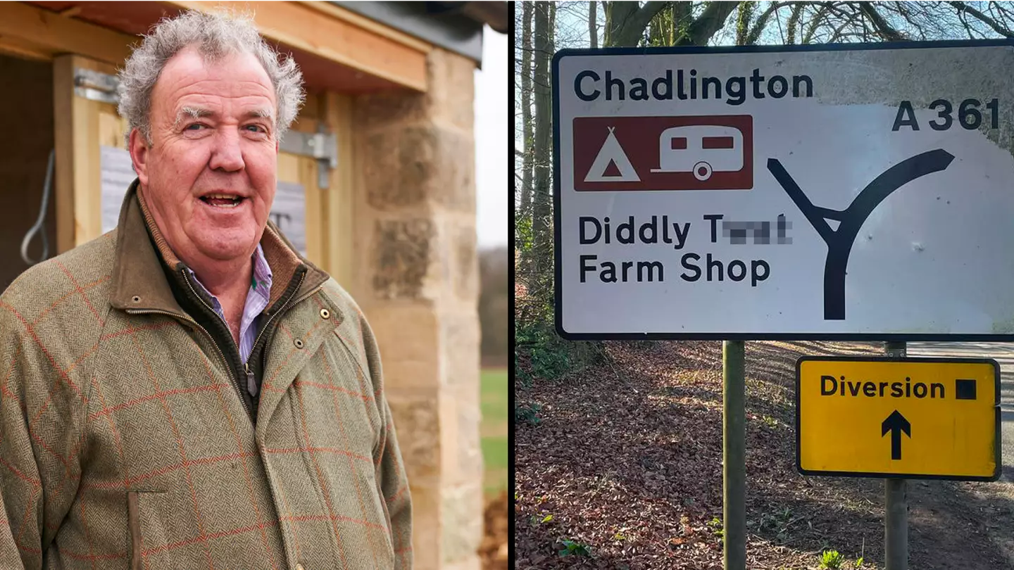 Jeremy Clarkson discovers someone put up Diddly ’t**t’ Farm sign in the night