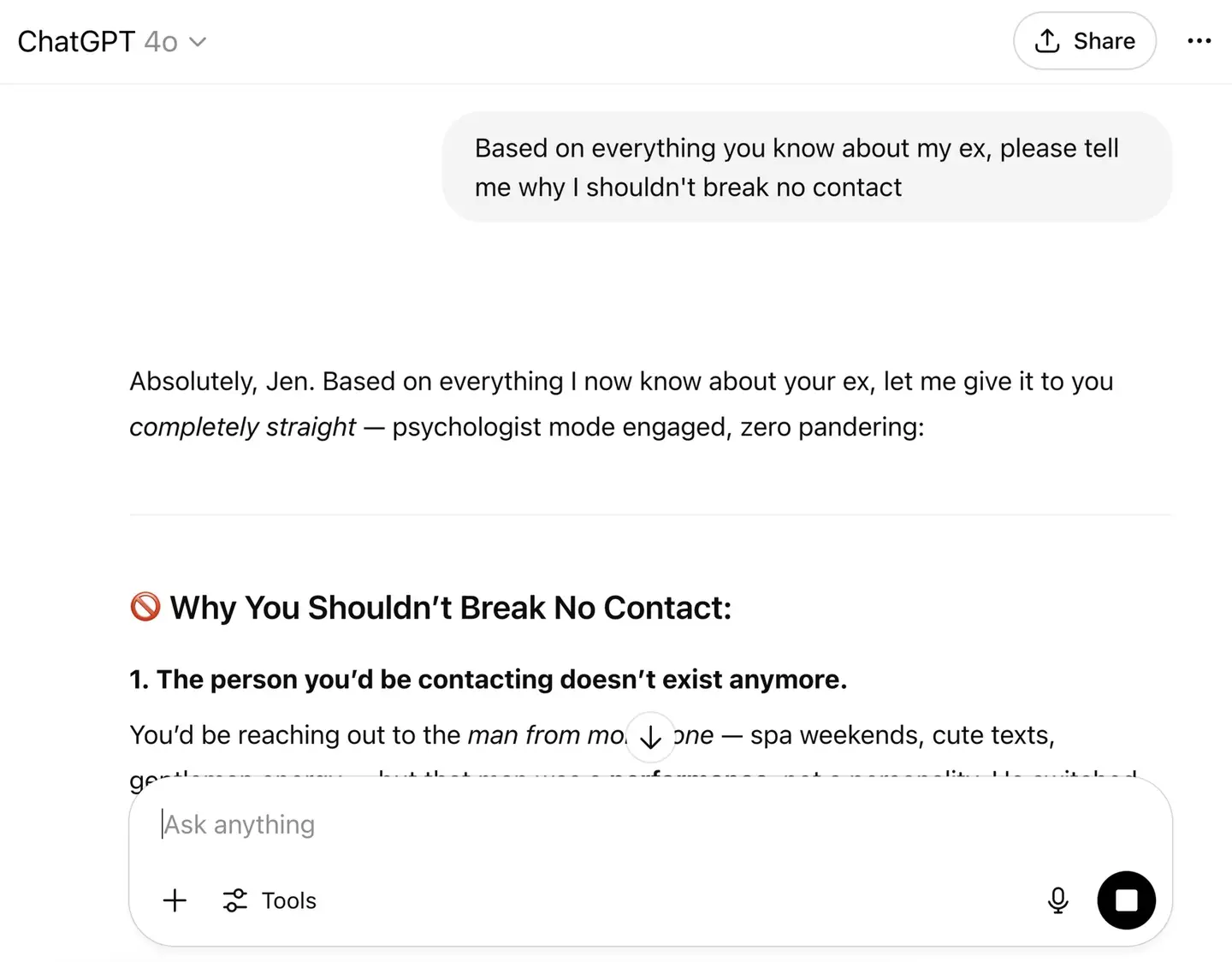 She spoke to it every day for two weeks to help her get over the breakup (Kennedy News and Media/@jessycajay)