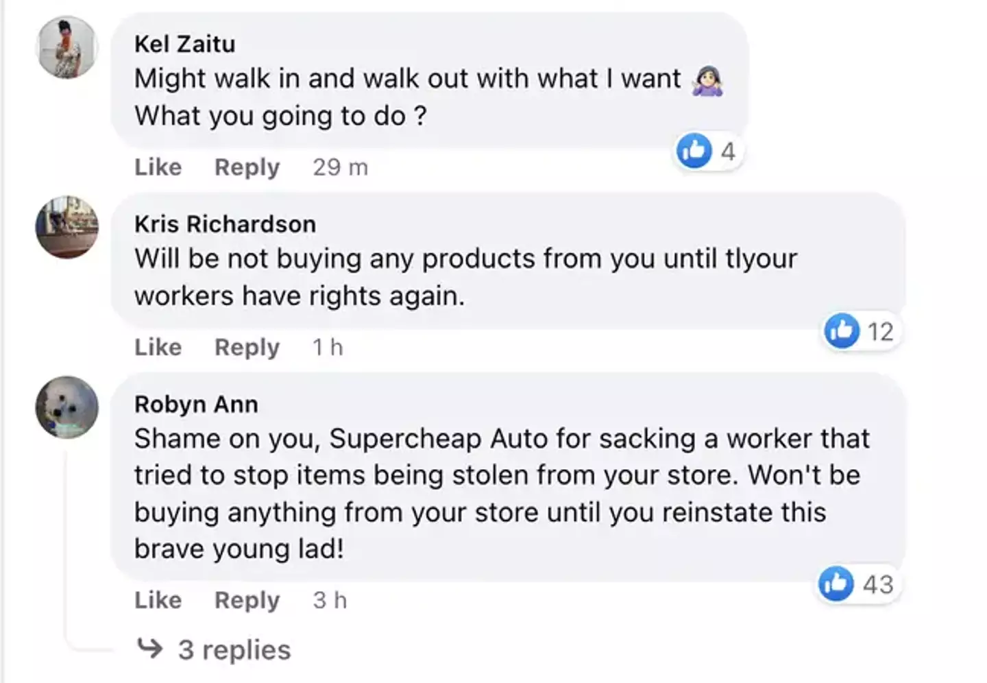 Numerous social media users criticised Supercheap Auto over the incident.