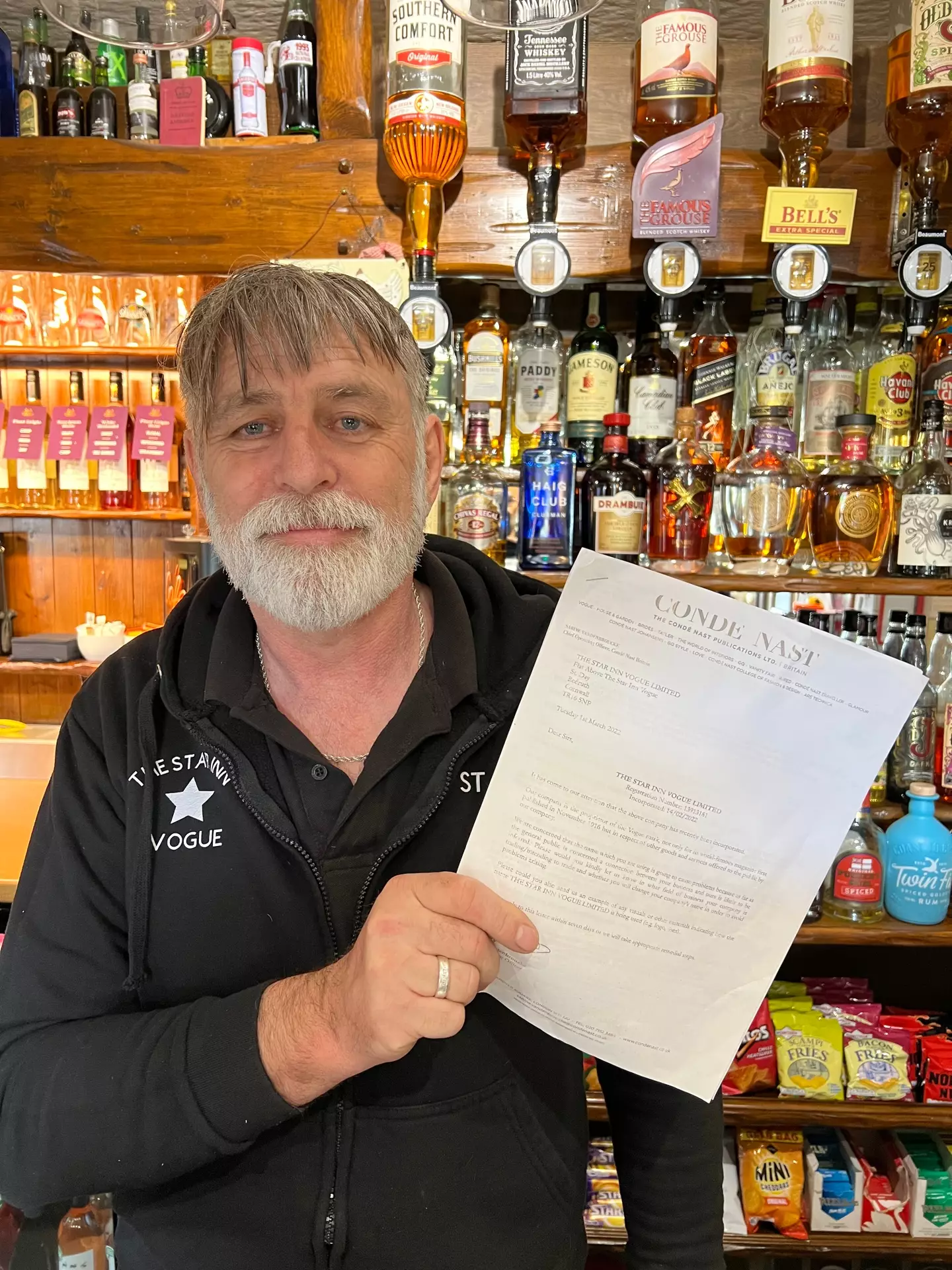 Mark sent his own letter back telling the publisher he wouldn't be changing the pub's name.