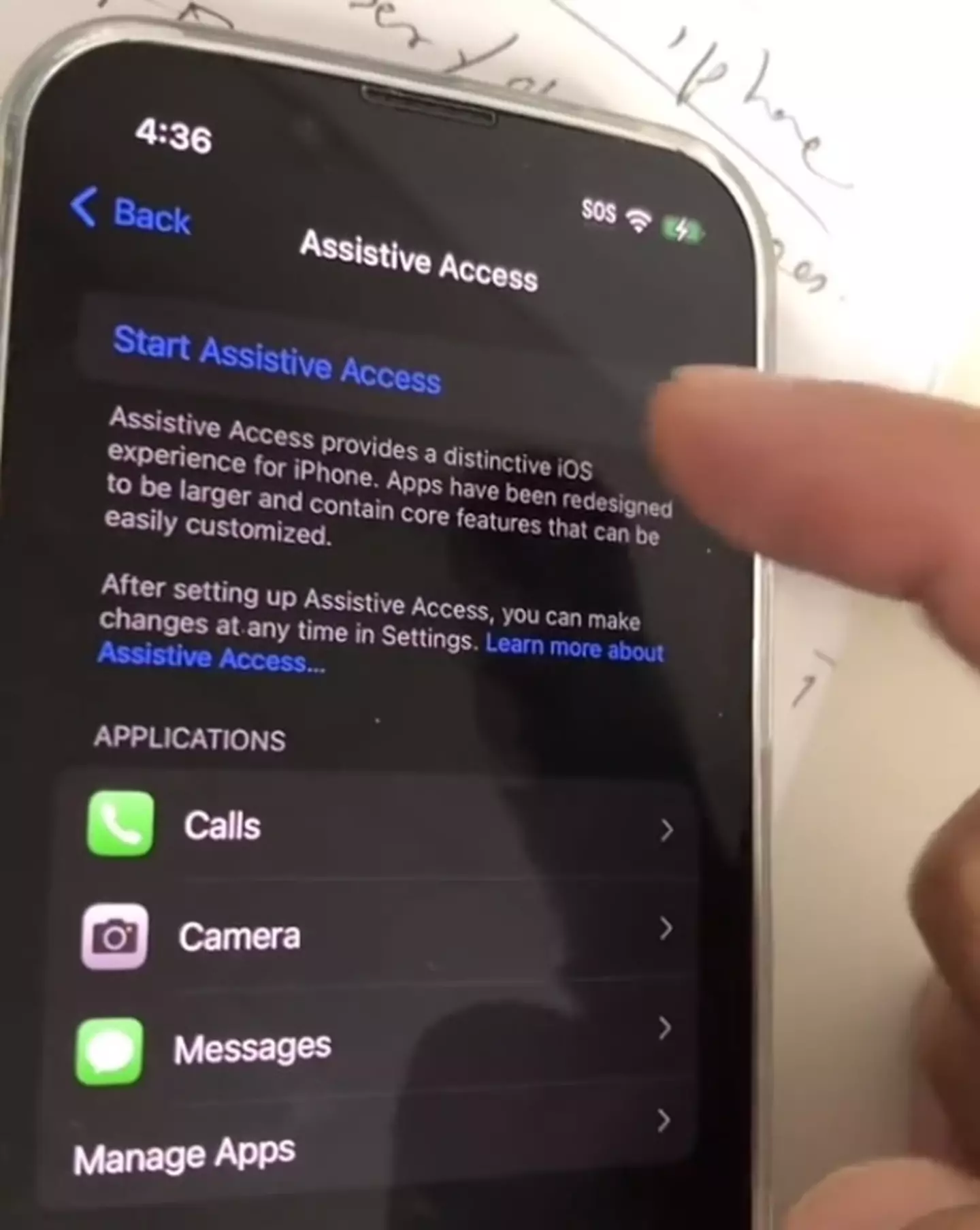 After downloading the new iPhone update go into your settings and find Assistive Access.