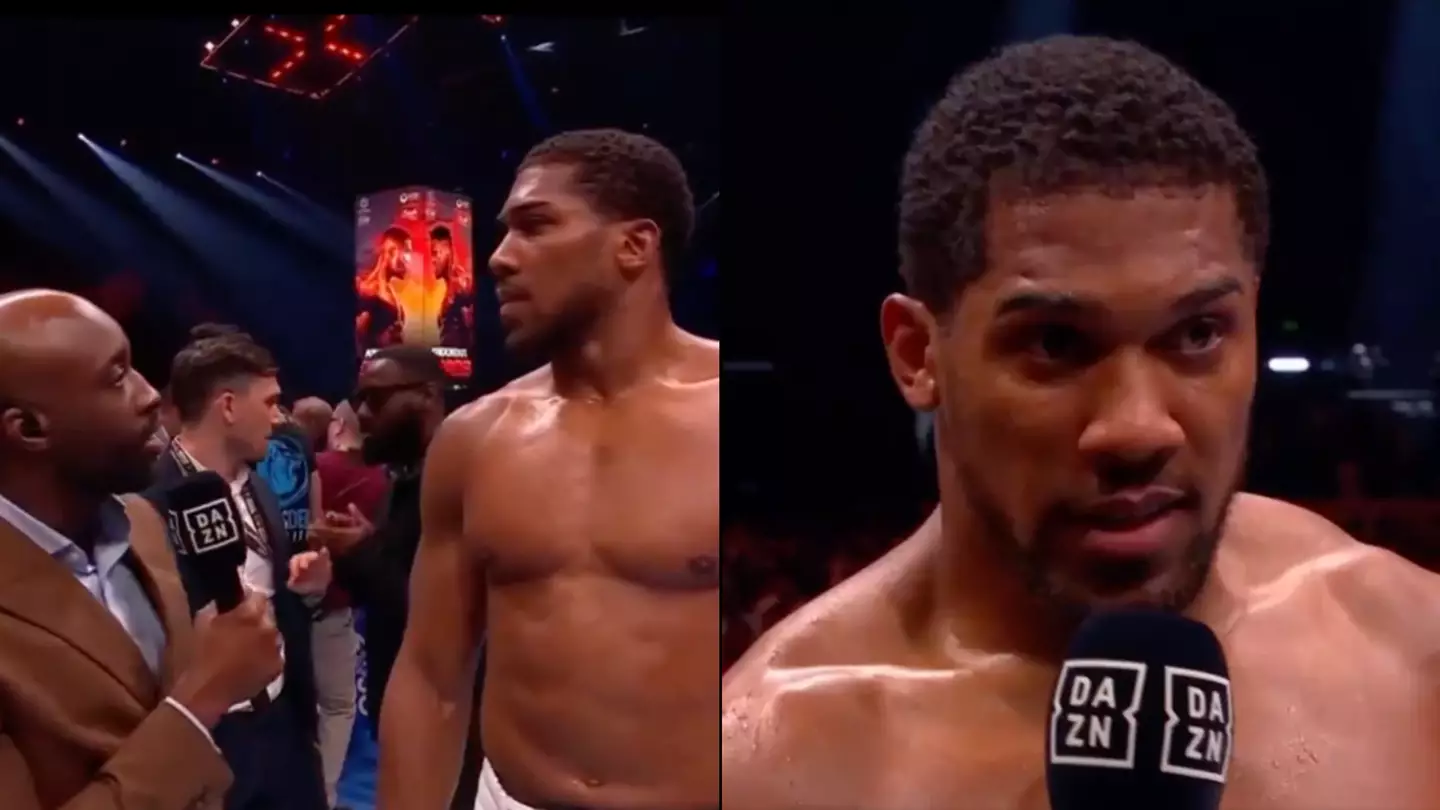 Fans call out Anthony Joshua for 'cringe' moment during post fight interview
