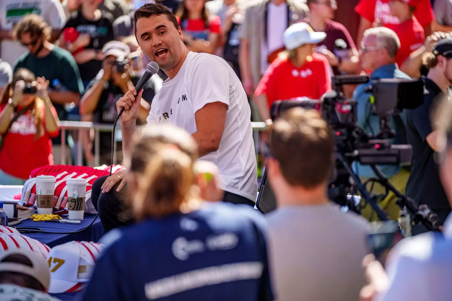 Charlie Kirk spoke with Hunter Kozak moments before he was shot dead (Trent Nelson/The Salt Lake Tribune/Getty Images)