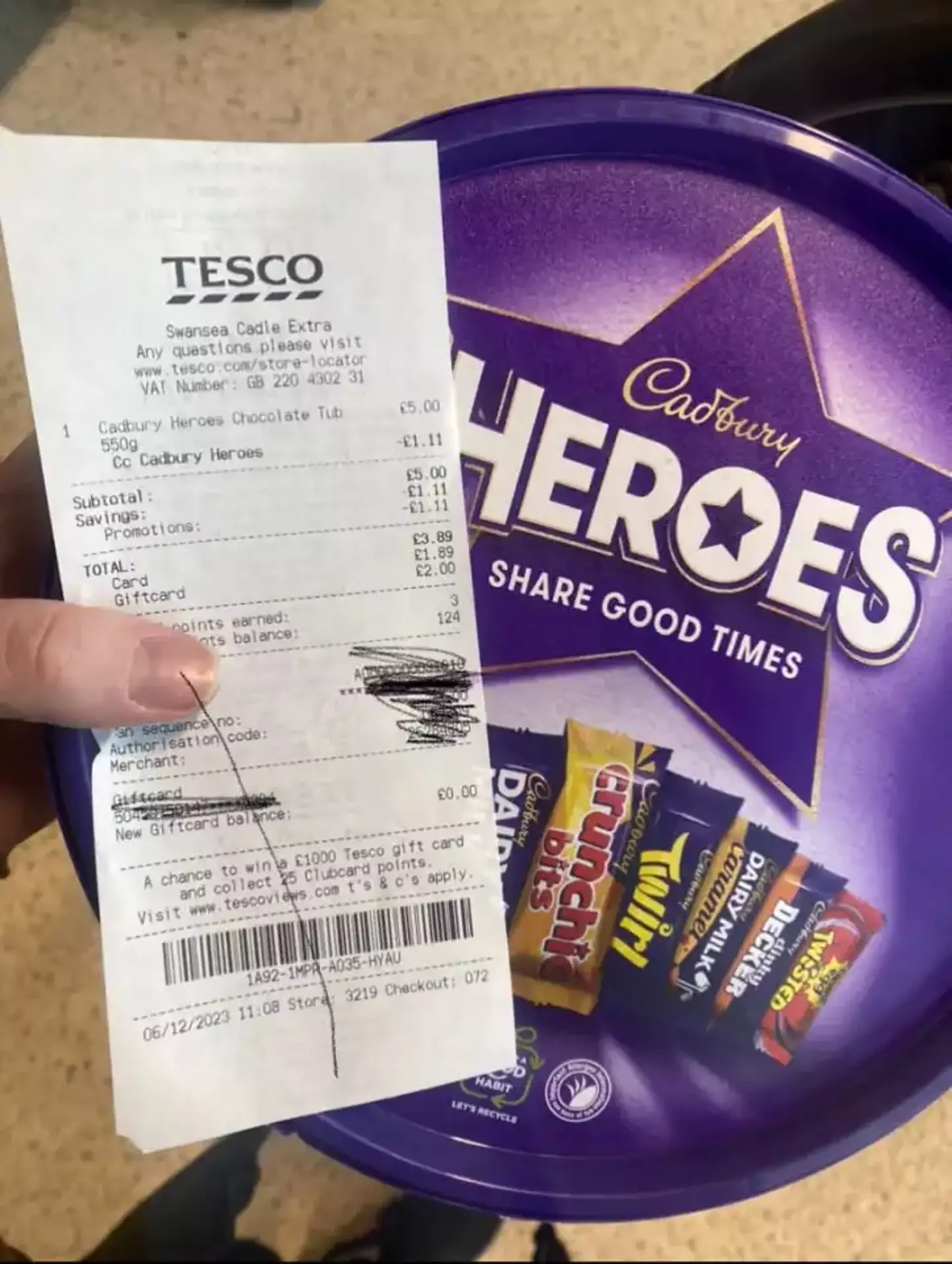 The box of chocolates usually retails at Tesco for £5.