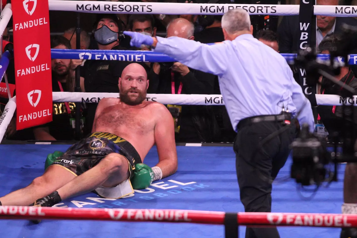 Tyson Fury was knocked down twice by Deontay Wilder in their first fight.