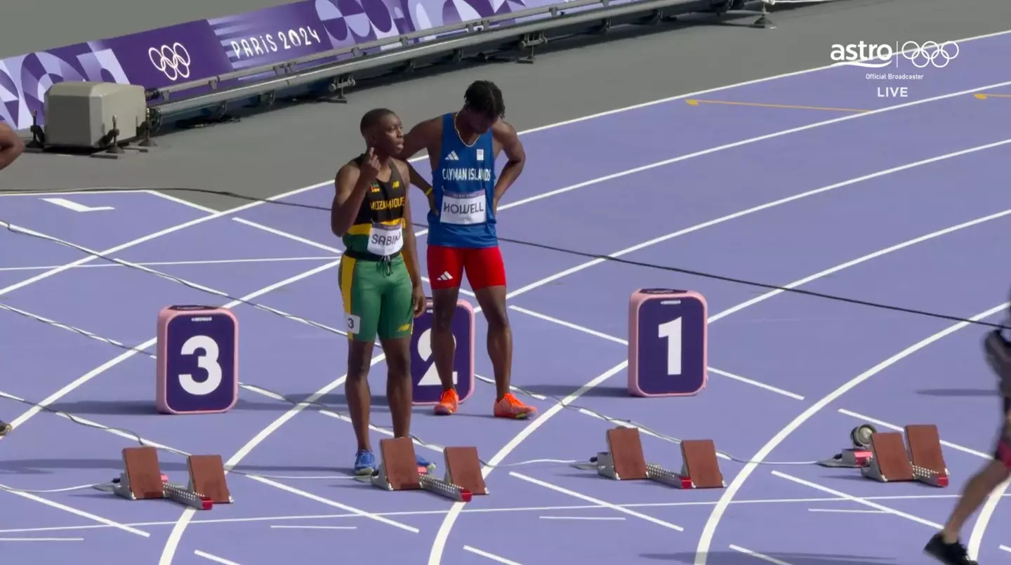 Mozambique sprinter Steven Sabino was disqualified from the men’s 100 meters preliminary round at the Paris Olympics. (Astro)