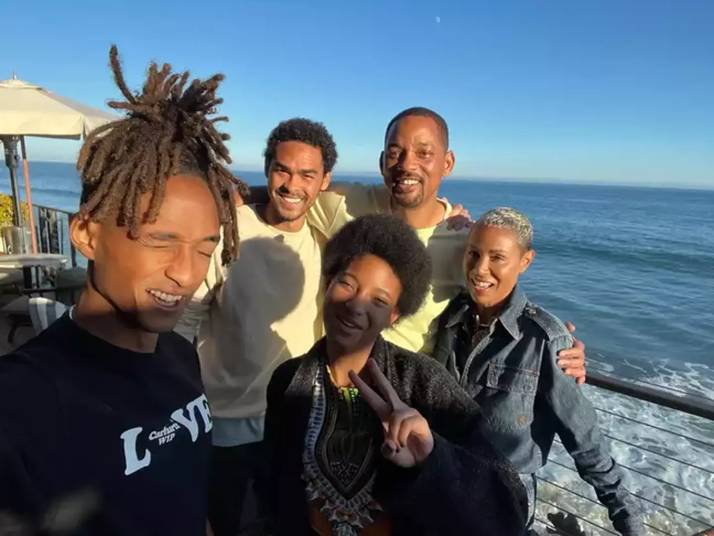 Will Smith with Jada, Trey, Jaden and Willow.