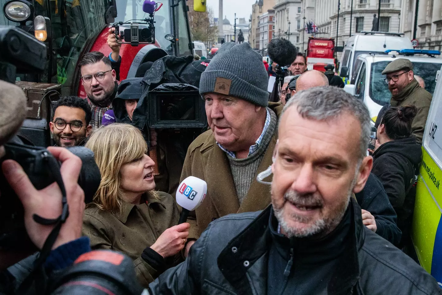 Clarkson spoke to the media during the protest (Mark Kerrison/In Pictures via Getty Images)