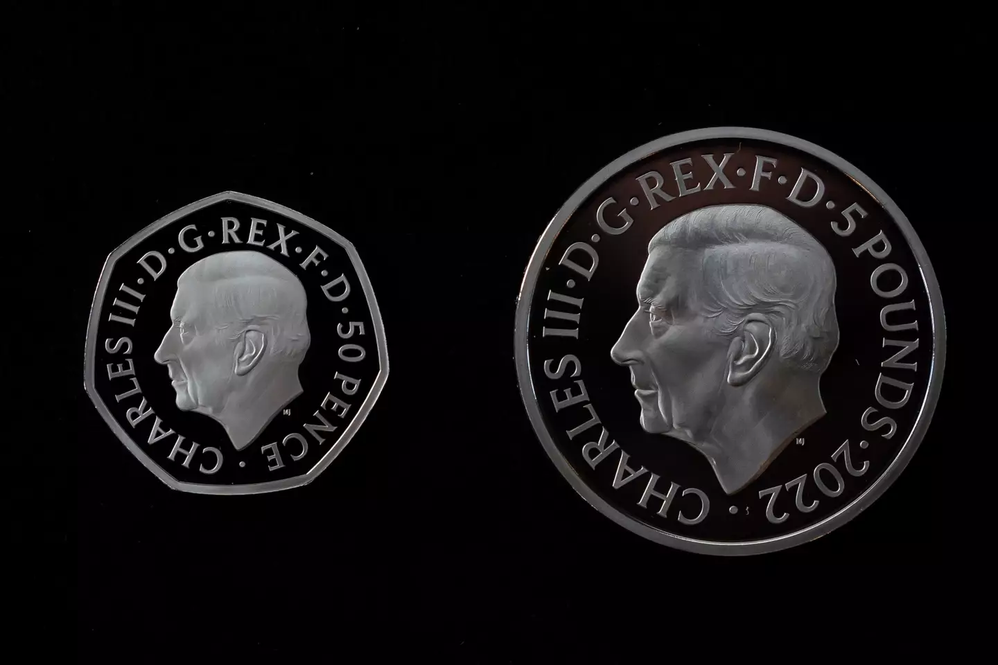 The new coins featuring King Charles III.