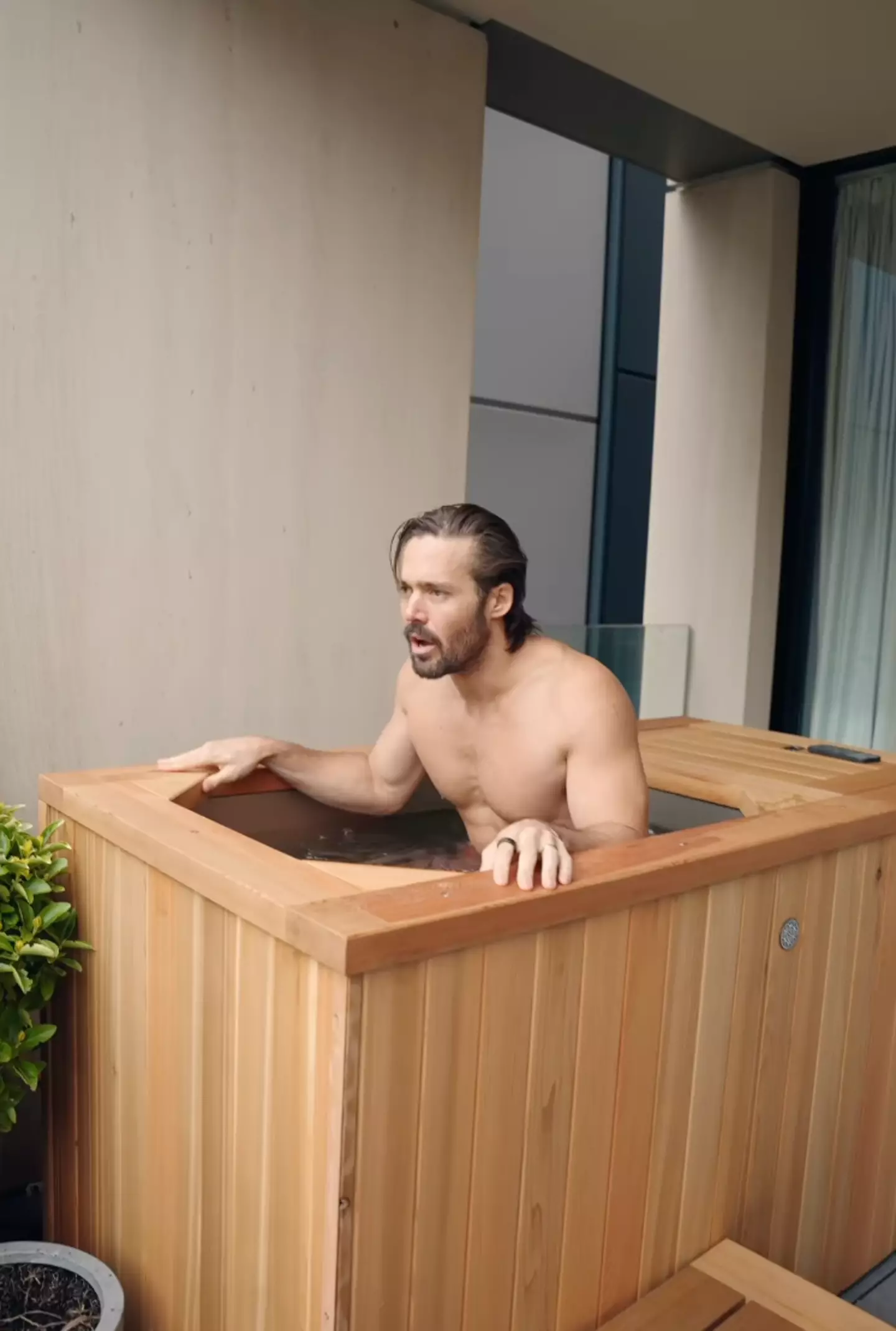 Spencer in his ice bath.