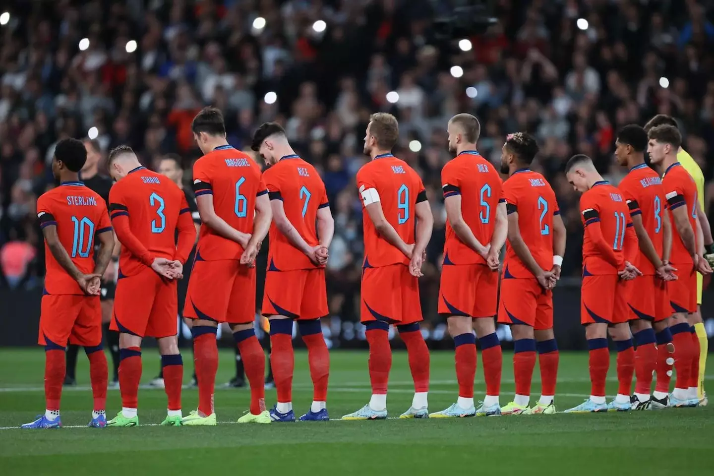 A minute's silence for Queen Elizabeth II during the UEFA Nations League match between England and Germany at Wembley Stadium.