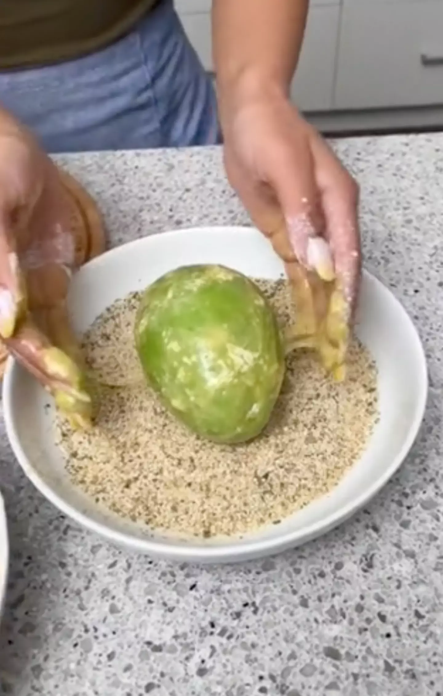 The avocado was coated in breadcrumbs.