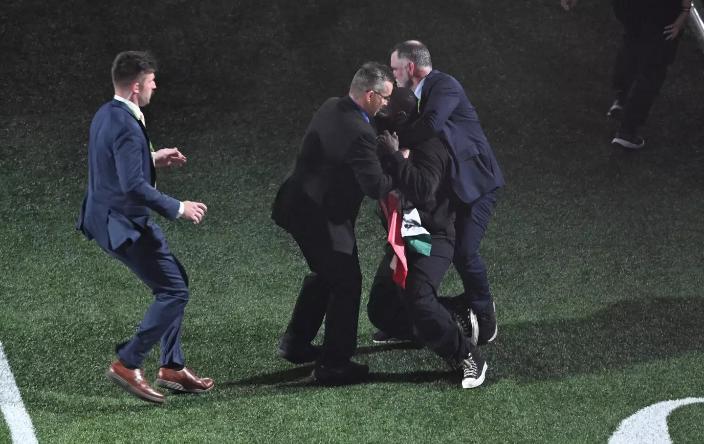 Security eventually caught up to them. (CHANDAN KHANNA/AFP via Getty Images)