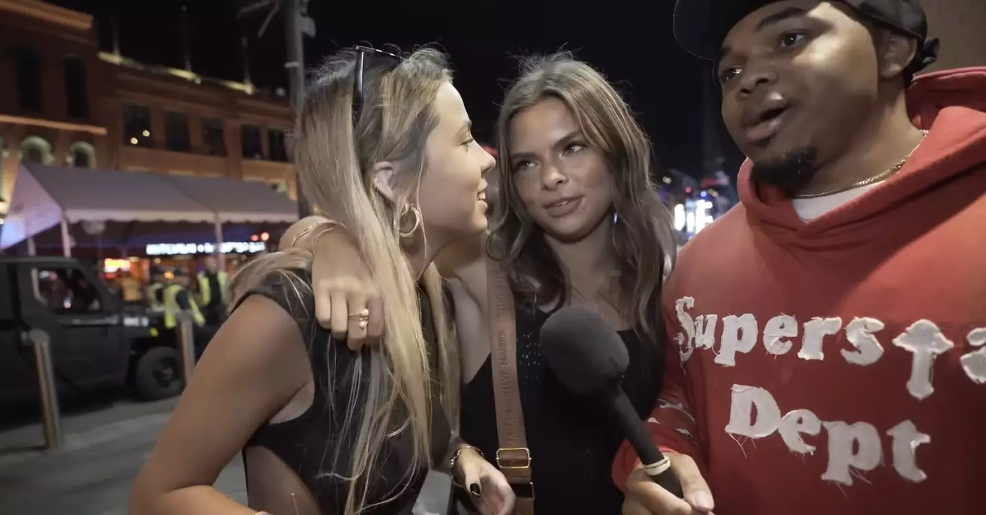 The brunette told her friend to answer the question instead of her (YouTube/Tim and Dee TV)